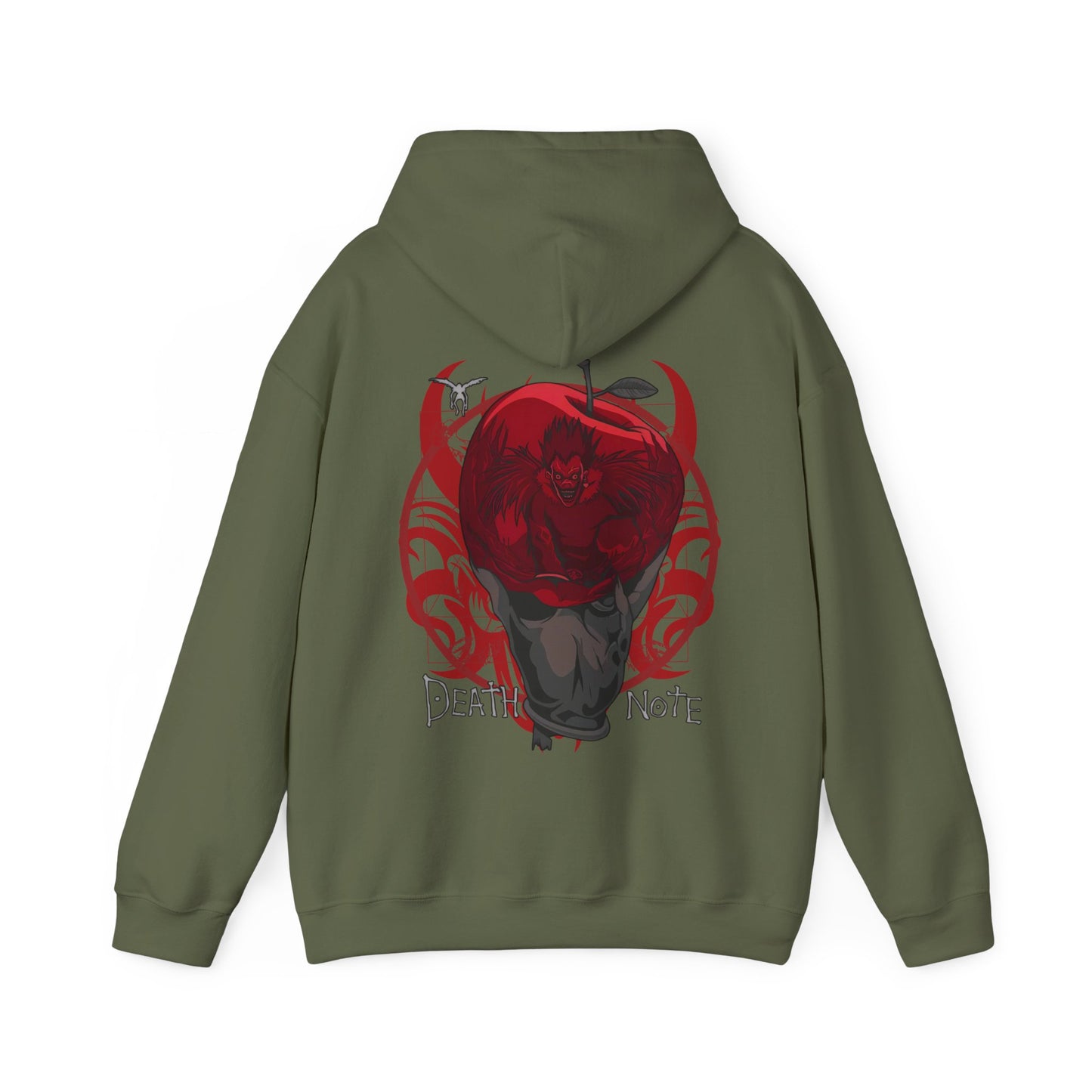 Death Note Apple Back Print Hoodie – 100% Cotton Anime Hoodie with Ryuk Red Apple Design