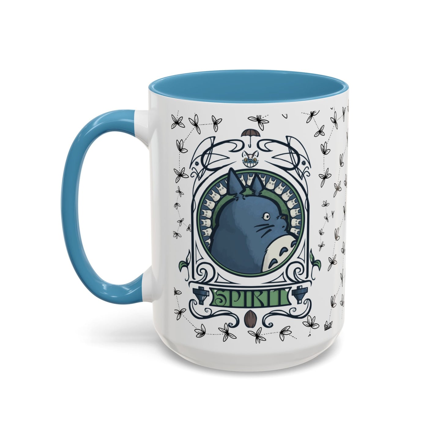 Totoro Spirited Ghibli Accent Handle Mug – 11oz & 15oz Anime Cup – Studio Ghibli Coffee Gift