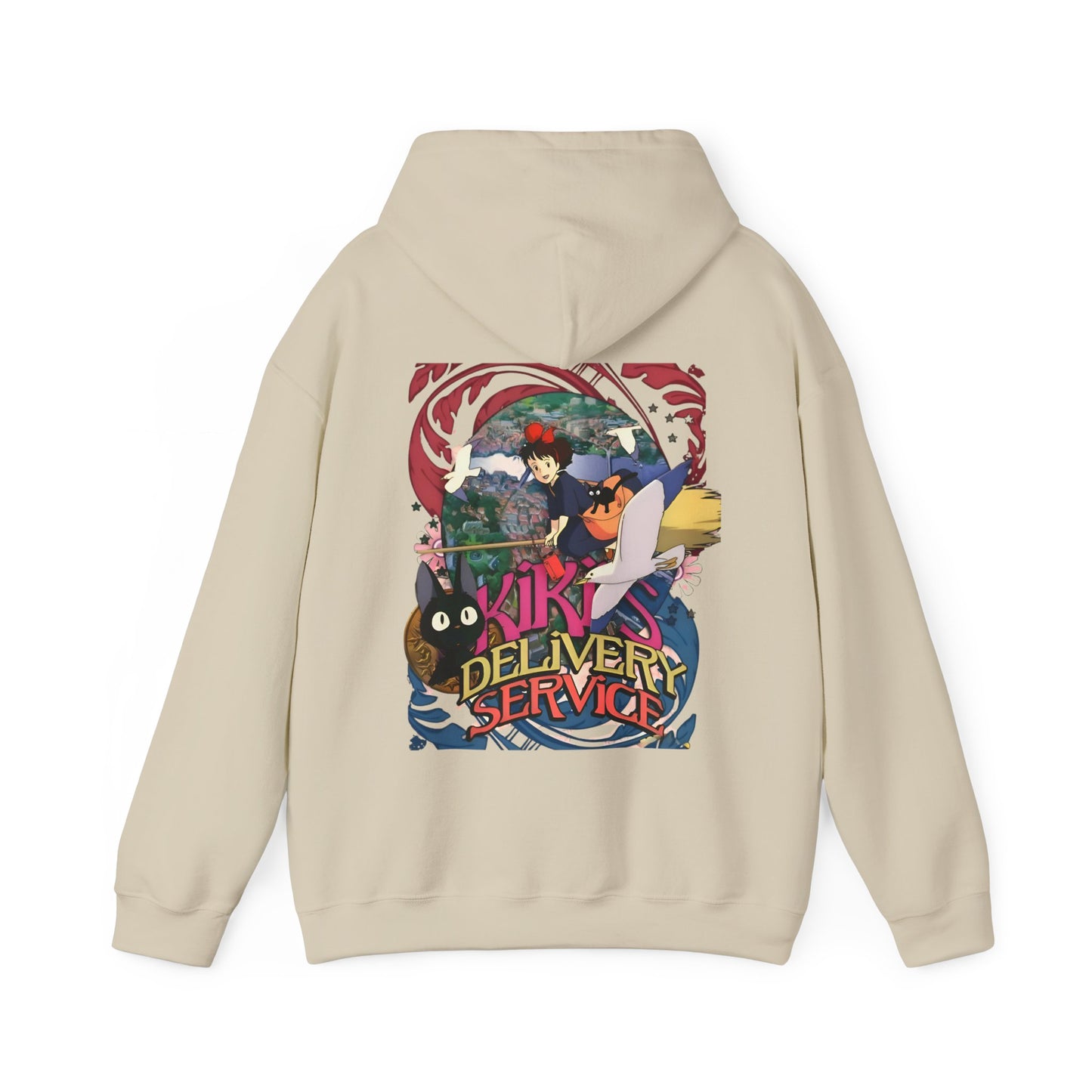 Kiki's Delivery Service Art Back Print Hoodie – 100% Cotton Studio Ghibli Anime Pullover
