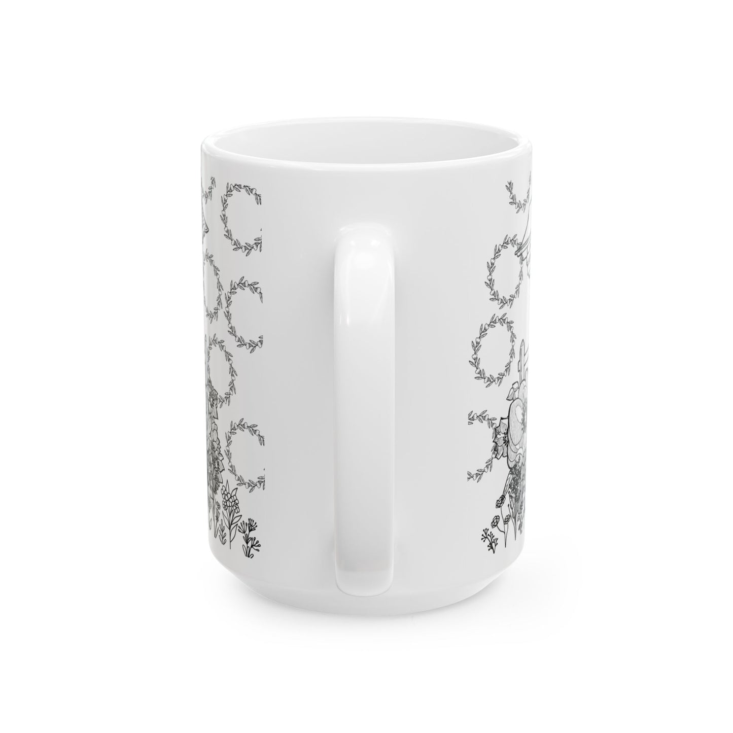 No Face Flowers Mug – Studio Ghibli Inspired Ceramic Cup – 11oz & 15oz Anime Coffee Mug Gift