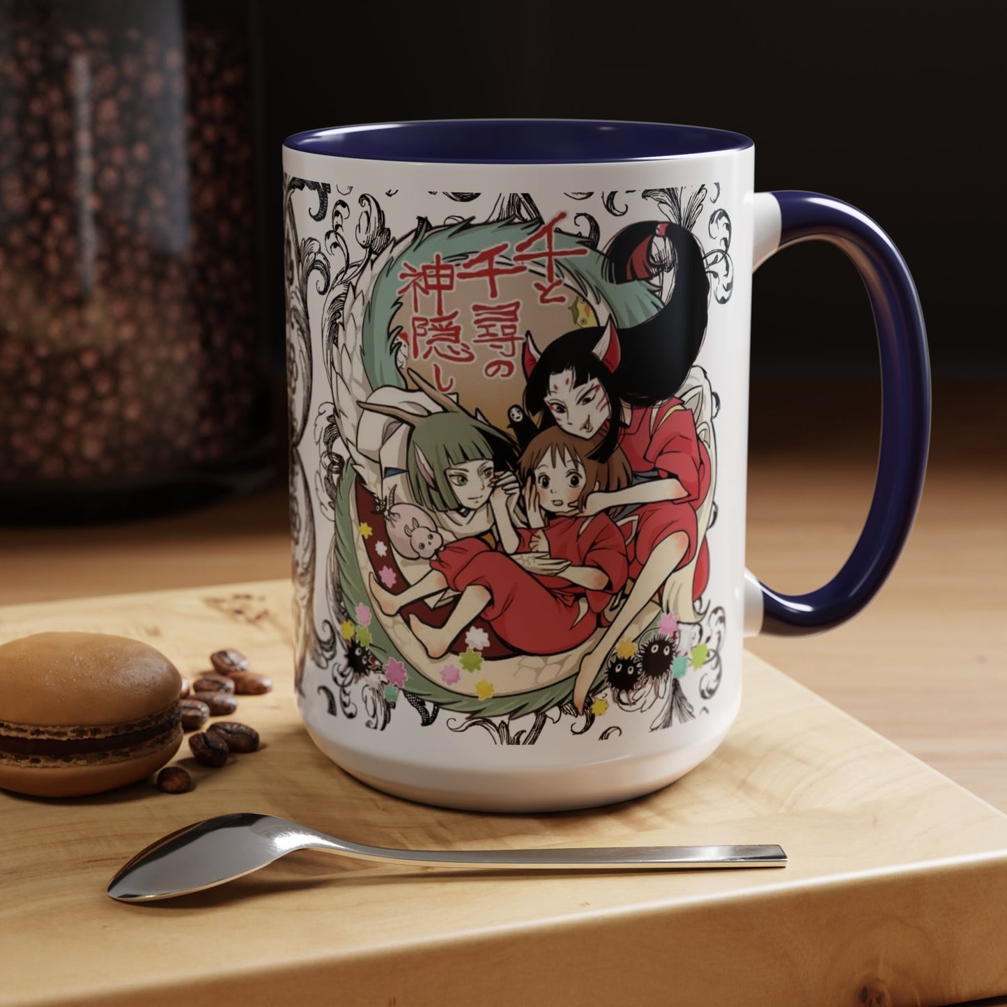Spirited Away Cool Accent Mug – Studio Ghibli Color Handle Coffee Cup – 11oz & 15oz Ceramic Gift for Anime Fans