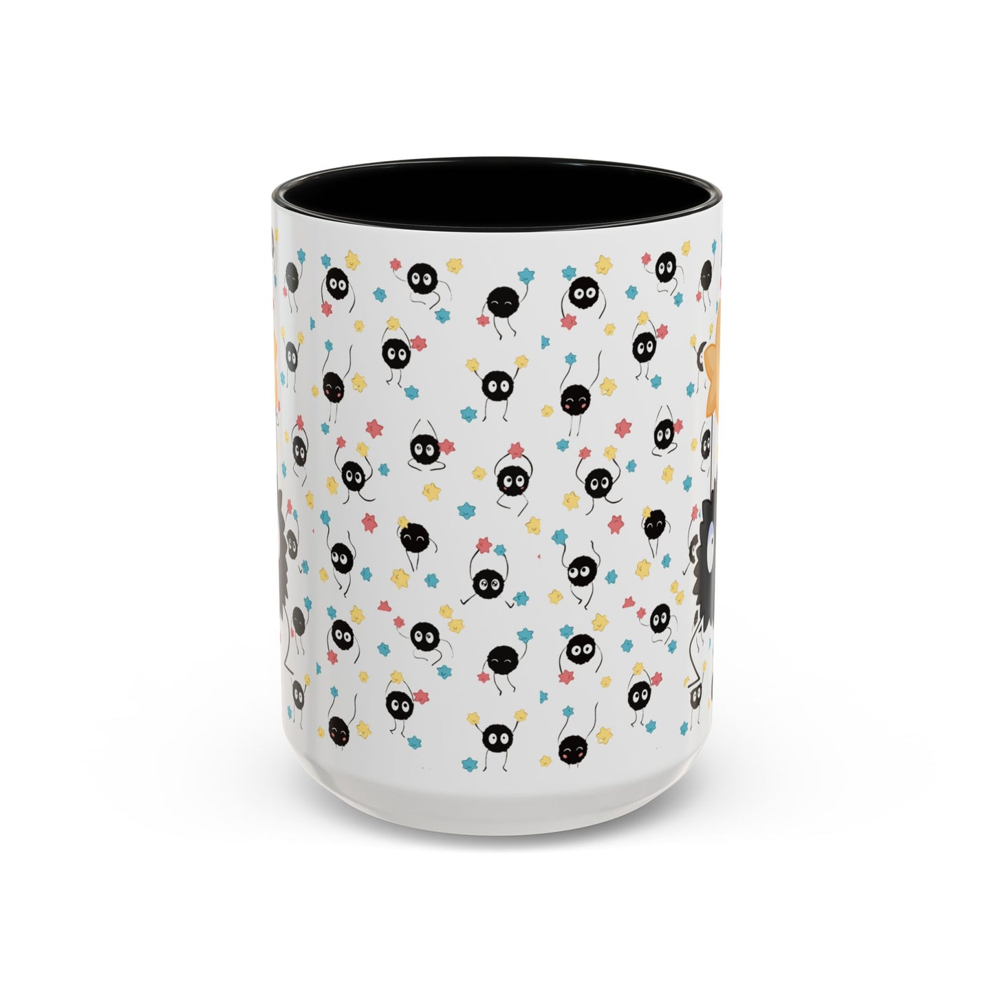 Soot Sprites Accent Mug – Studio Ghibli Color Handle Cup – 11oz & 15oz Ceramic Anime Gift