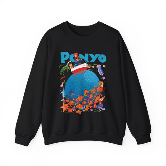 Ponyo and Sosuke Boat Adventure Sweatshirt – 100% Cotton Studio Ghibli Inspired Pullover