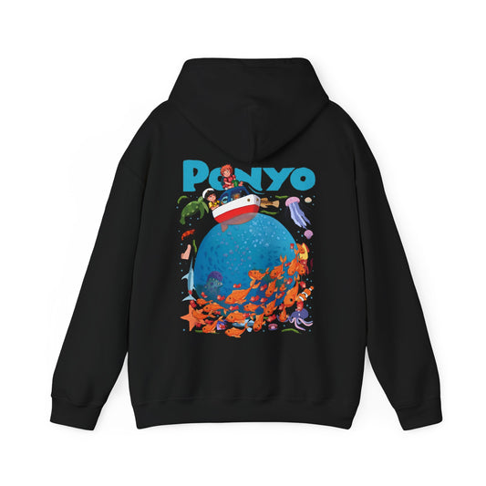 Ponyo and Sosuke Boat Back Print Hoodie – 100% Cotton Studio Ghibli Inspired Pullover