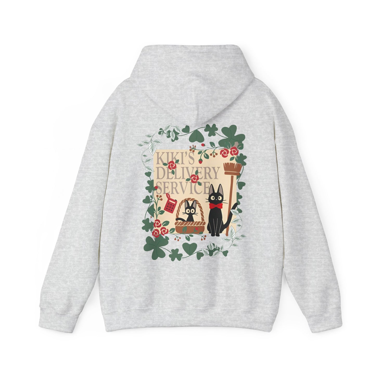 Kiki’s Delivery Service Back Print Hoodie – 100% Cotton Studio Ghibli Hoodie Featuring Kiki and Jiji