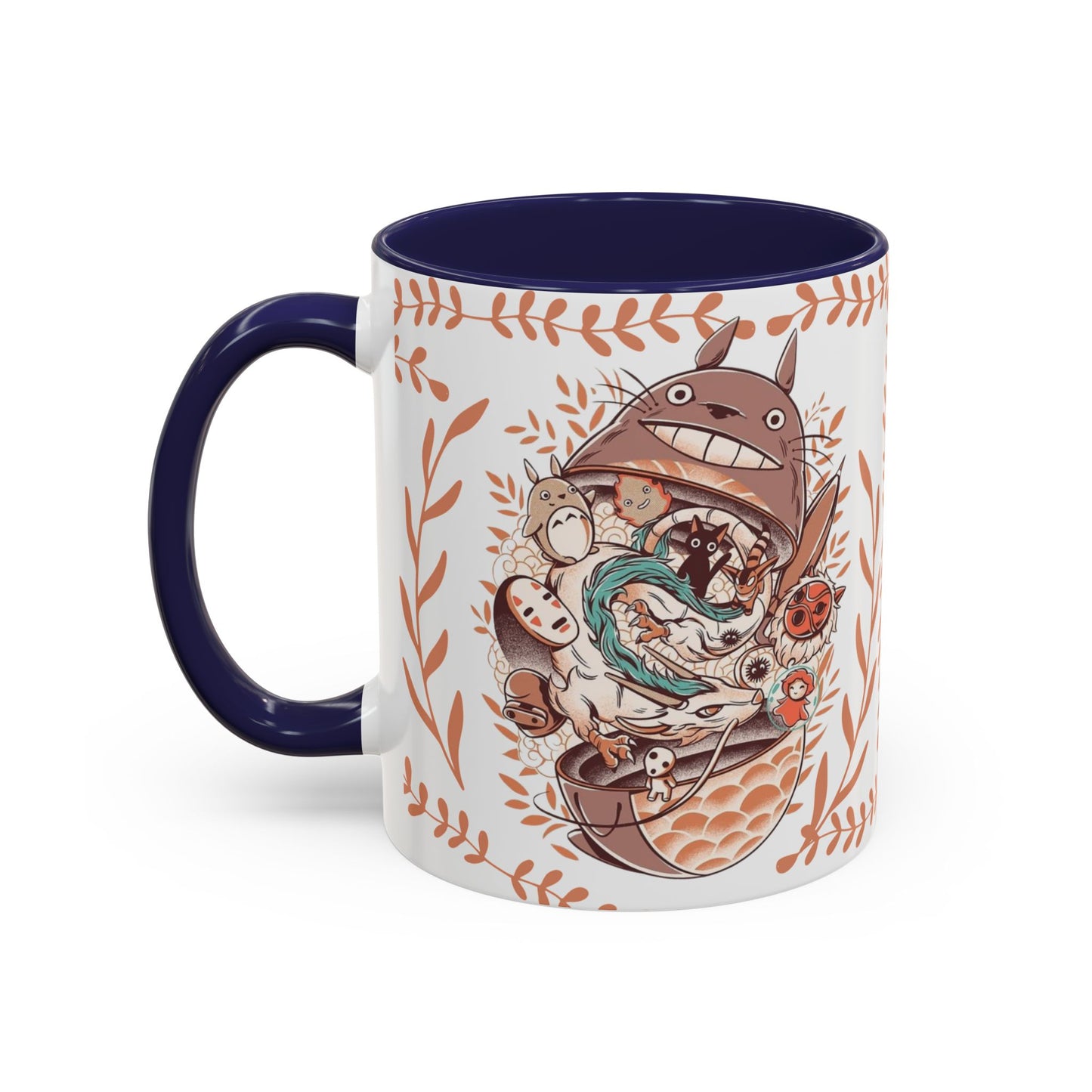 Totoro Matryoshka Accent Mug – 11oz & 15oz Studio Ghibli Inspired Coffee Cup with Color Handle