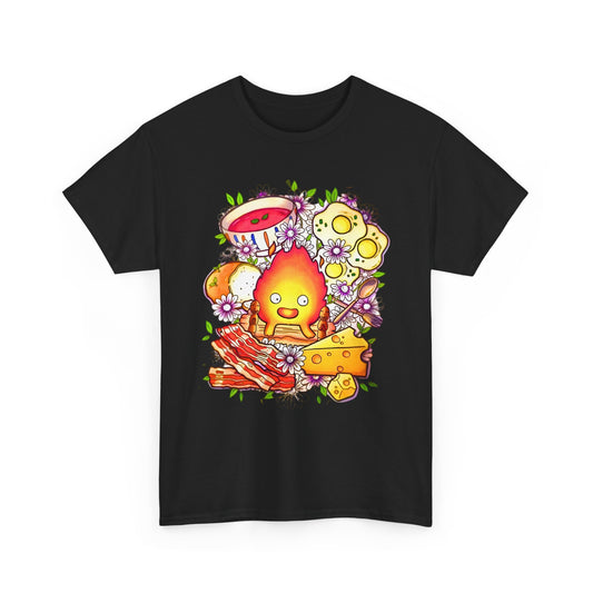 Calcifer Breakfast Ghibli Art T-Shirt | 100% Cotton Howl’s Moving Castle Tee