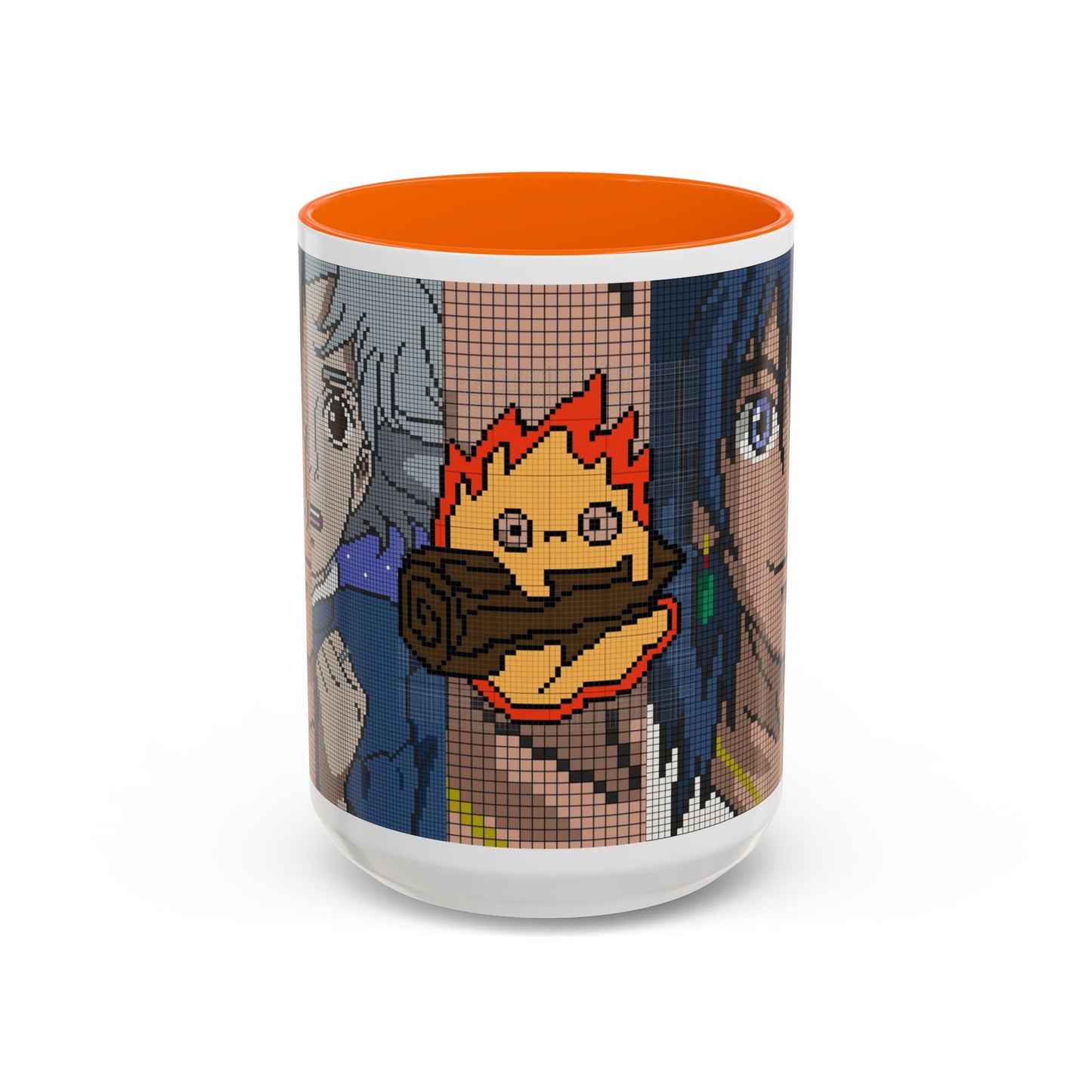 Howl's Moving Castle Pixel Accent Mug – Retro Anime Color Handle Cup 11oz & 15oz – Studio Ghibli Coffee Gift