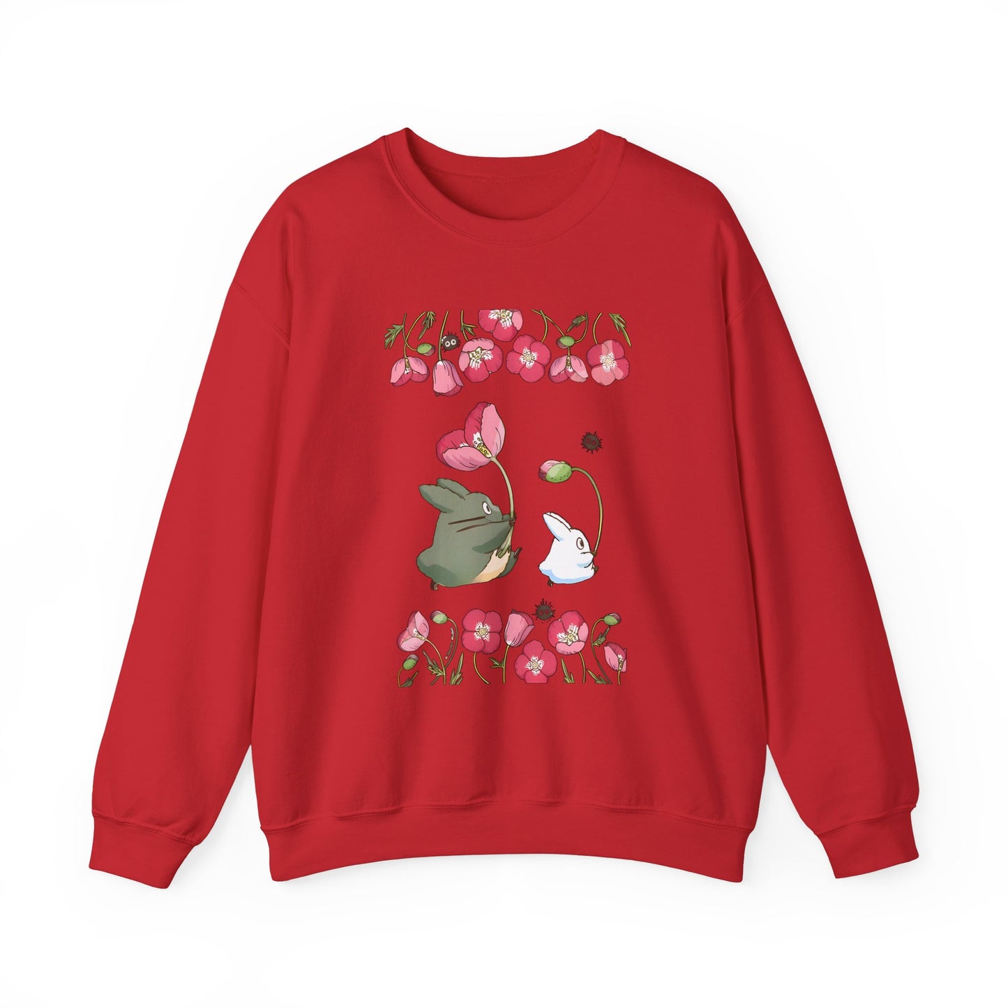 Totoro Cute Flowers Sweatshirt – 100% Cotton Studio Ghibli Cozy Anime Pullover
