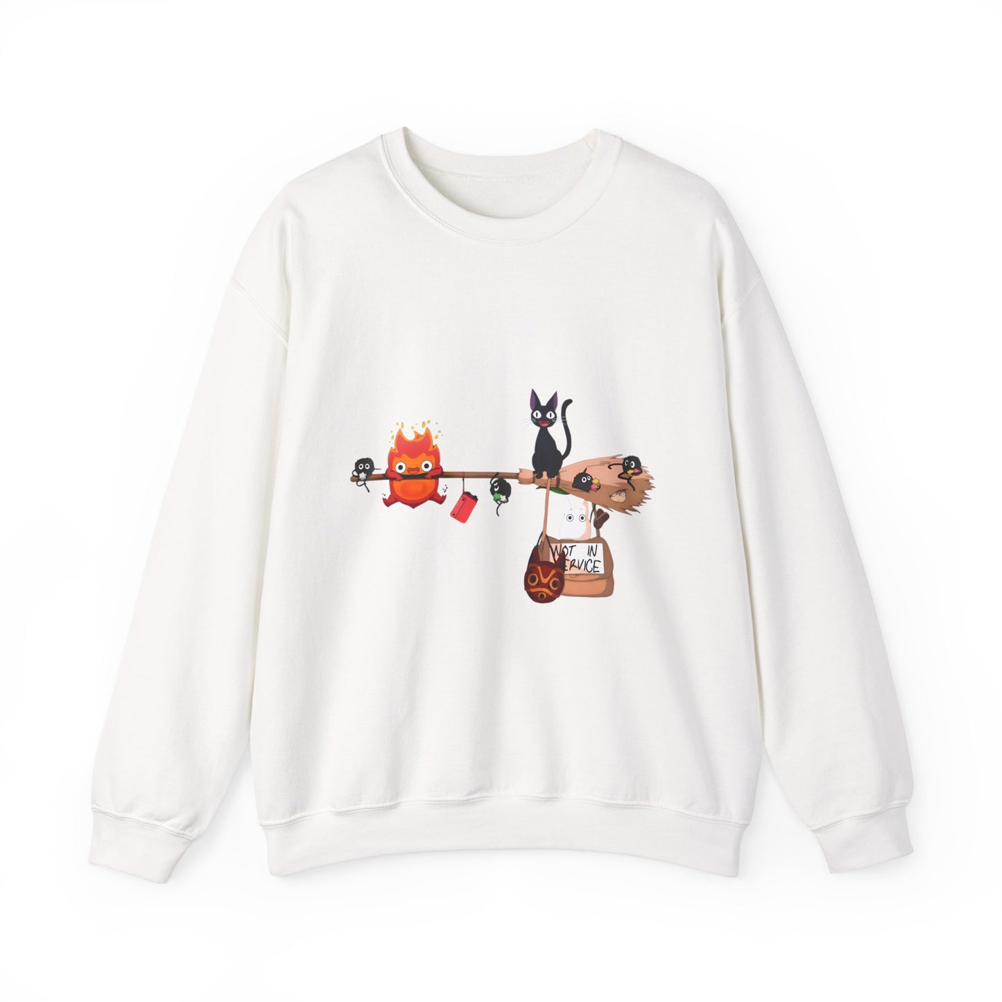 Calcifer Jiji Soot Sprites Sweatshirt – 100% Cotton Studio Ghibli Cozy Anime Pullover