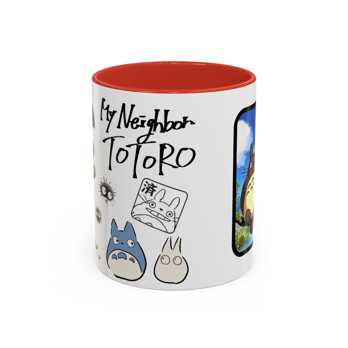 My Neighbor Totoro Accent Mug – Ghibli Collage Color Handle Cup 11oz & 15oz – Cute Anime Coffee Mug Gift