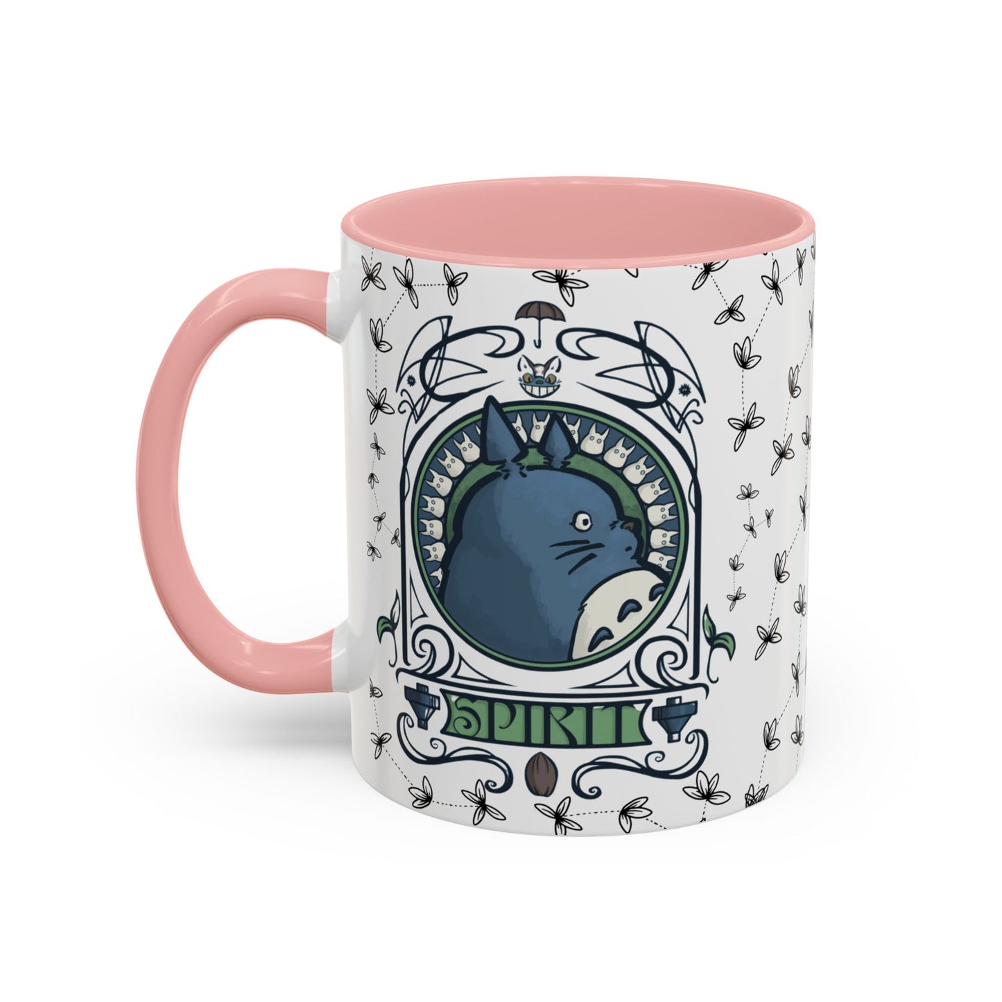 Totoro Spirited Ghibli Accent Handle Mug – 11oz & 15oz Anime Cup – Studio Ghibli Coffee Gift