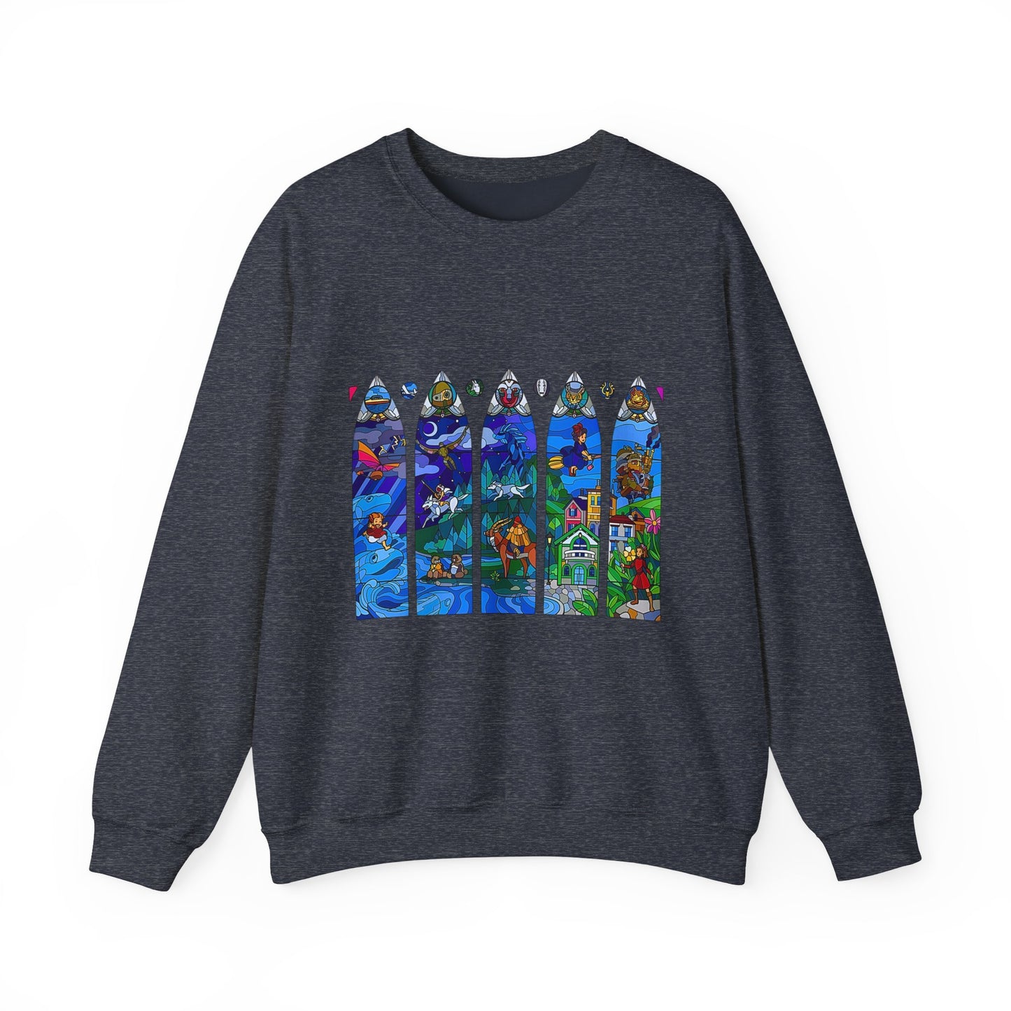 Studio Ghibli Stained Glass Sweatshirt – 100% Cotton Anime Pullover with Vitral-Inspired Design