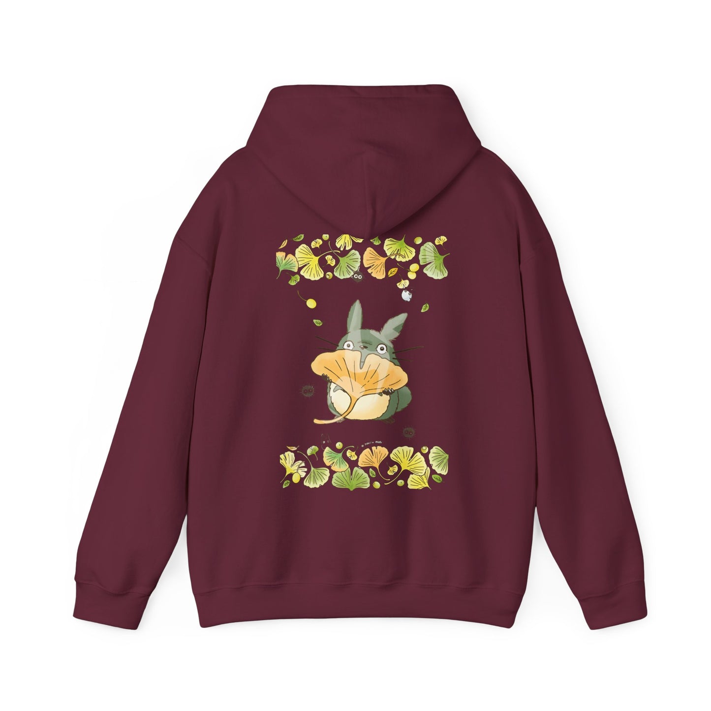 Totoro Flowers Dream Back Print Hoodie – 100% Cotton Gildan 18500 | Studio Ghibli Anime Hoodie