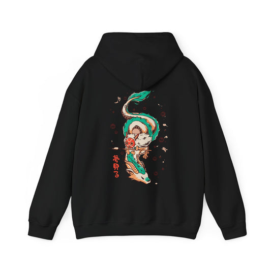 Haku and Princess Mononoke Back Print Hoodie – 100% Cotton Studio Ghibli Anime Sweatshirt