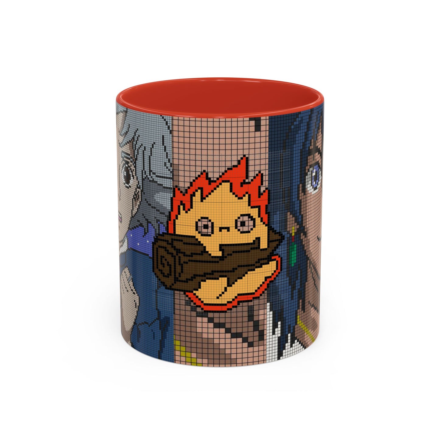 Howl's Moving Castle Pixel Accent Mug – Retro Anime Color Handle Cup 11oz & 15oz – Studio Ghibli Coffee Gift