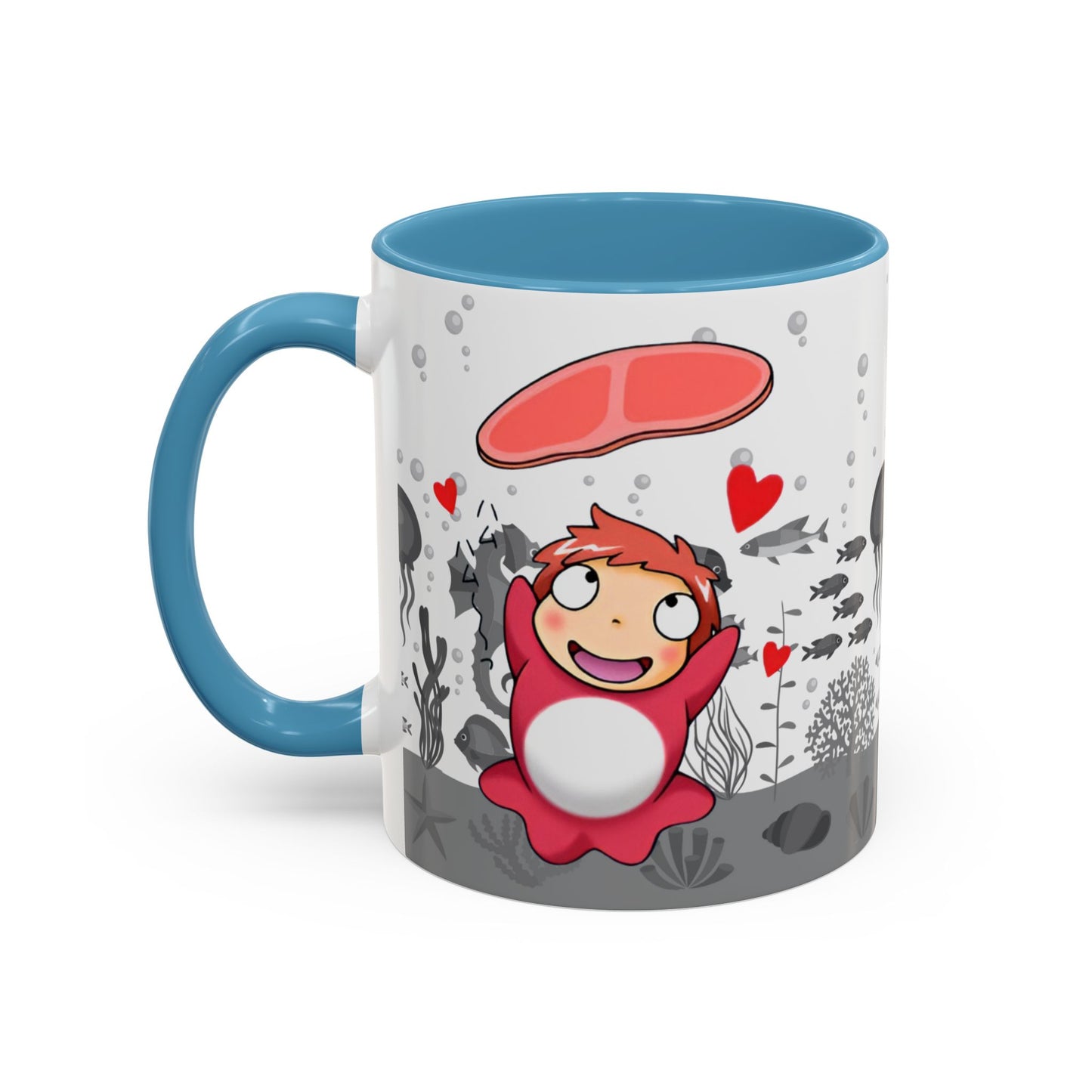 Ponyo Ham Accent Handle Mug – Studio Ghibli Coffee Cup – 11oz & 15oz Anime Gift for Fans