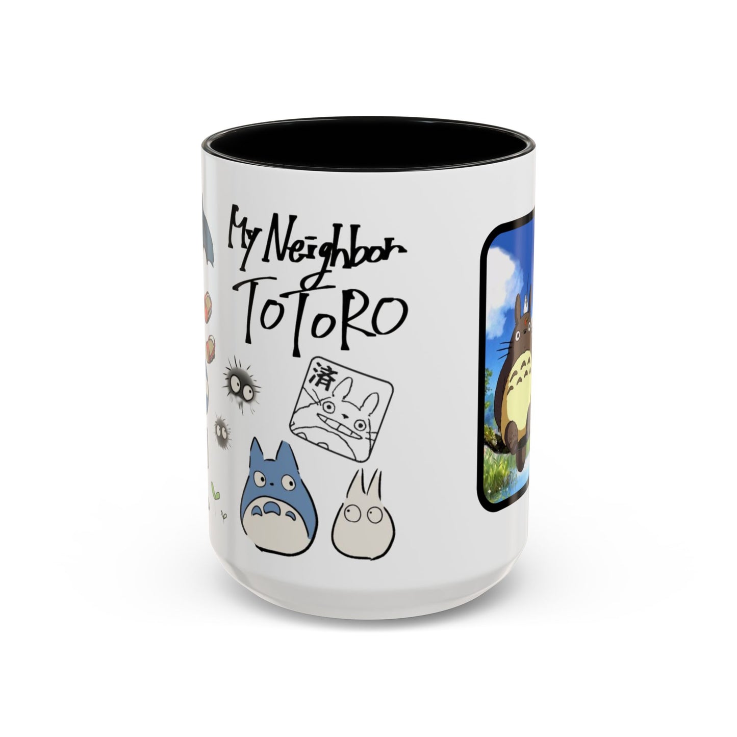 My Neighbor Totoro Accent Mug – Ghibli Collage Color Handle Cup 11oz & 15oz – Cute Anime Coffee Mug Gift