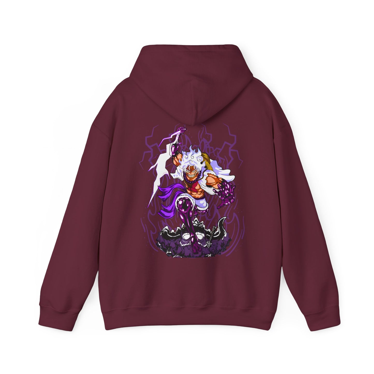 Luffy Gear 5 One Piece Back Print Hoodie – 100% Cotton Anime Hoodie for Straw Hat Fans