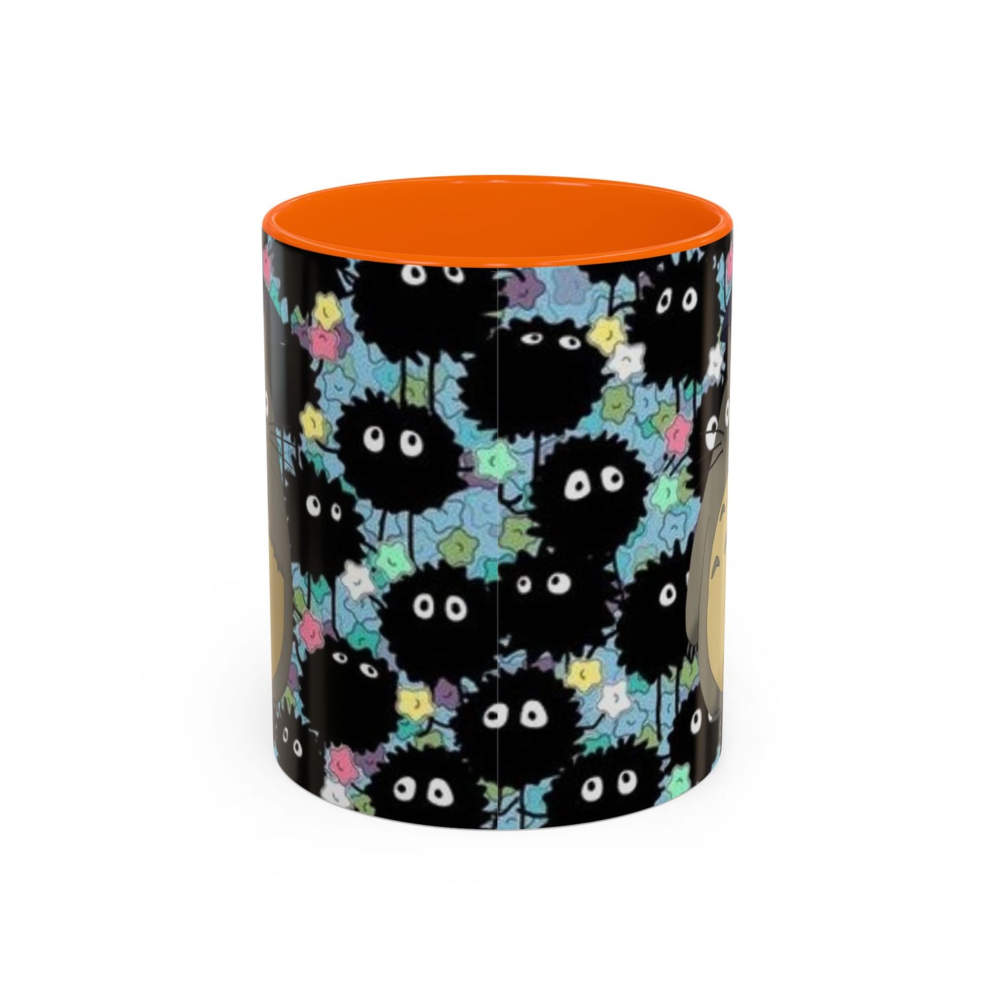 Totoro & Soot Sprites Accent Mug – Studio Ghibli Color Handle Cup – 11oz & 15oz Ceramic Anime Gift