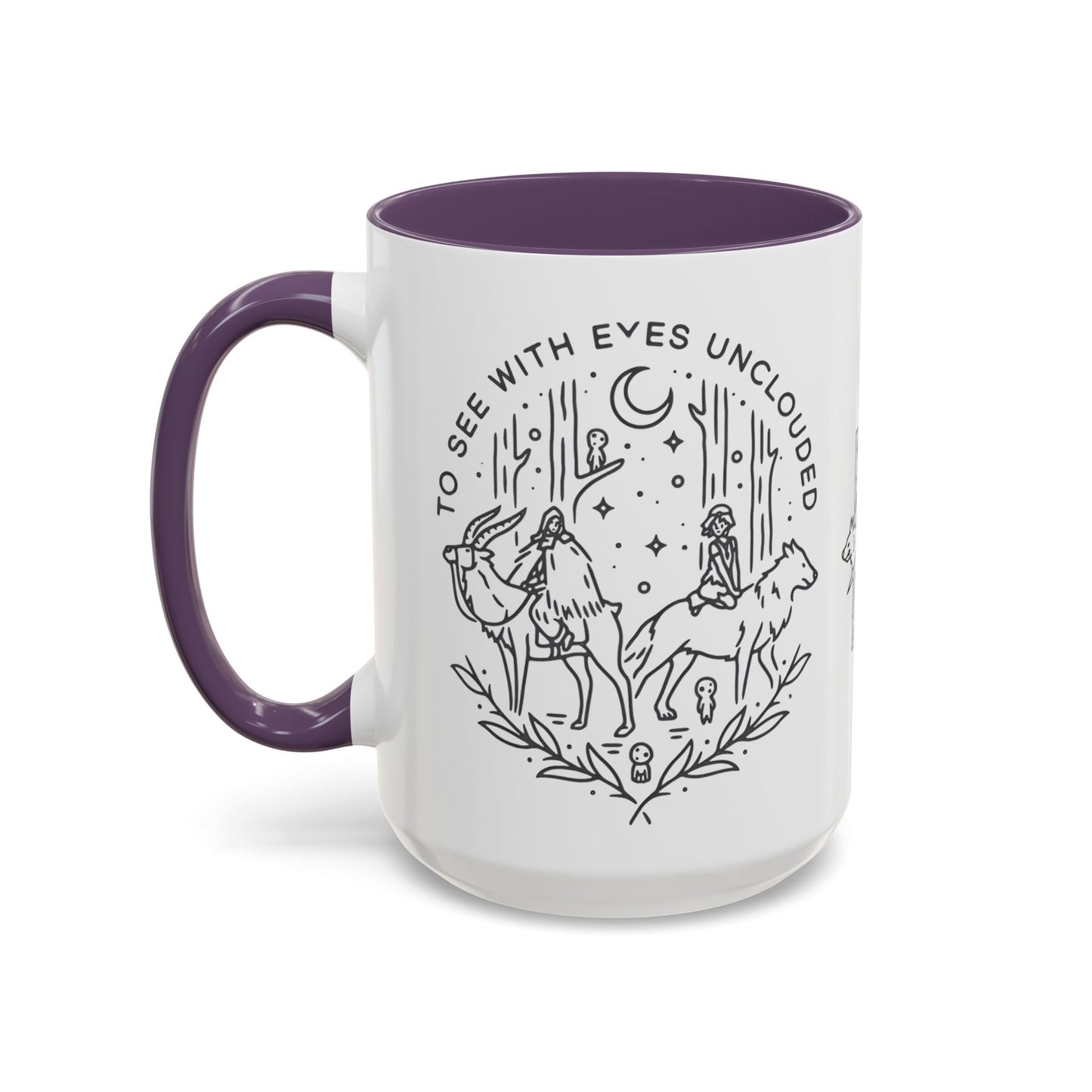 Princess Mononoke Art Accent Mug – Studio Ghibli Coffee Cup with Colored Handle – 11oz & 15oz Ceramic Anime Gift