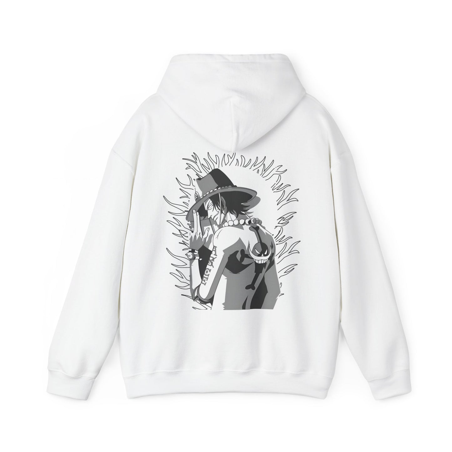 Portgas D. Ace One Piece Back Print Hoodie – 100% Cotton Anime Hoodie for Fire Fist Fans