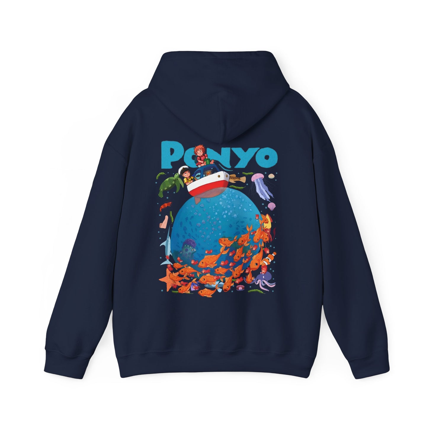 Ponyo and Sosuke Boat Back Print Hoodie – 100% Cotton Studio Ghibli Inspired Pullover