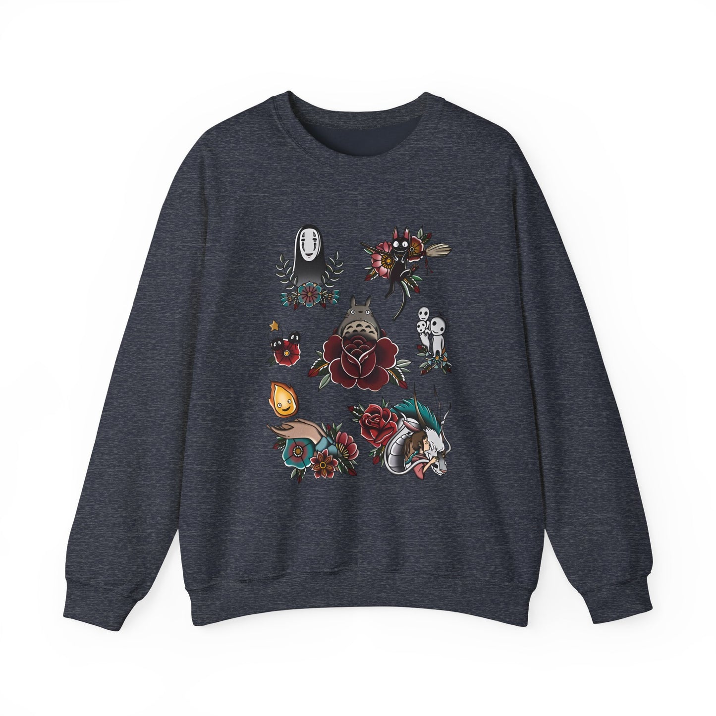 Studio Ghibli Characters Sweatshirt – 100% Cotton Anime Crewneck Featuring Iconic Ghibli Heroes
