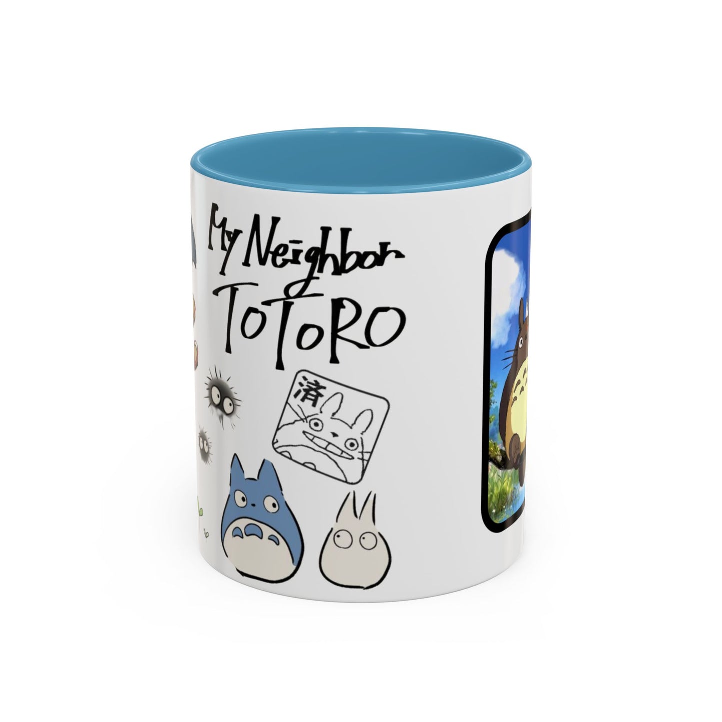 My Neighbor Totoro Accent Mug – Ghibli Collage Color Handle Cup 11oz & 15oz – Cute Anime Coffee Mug Gift