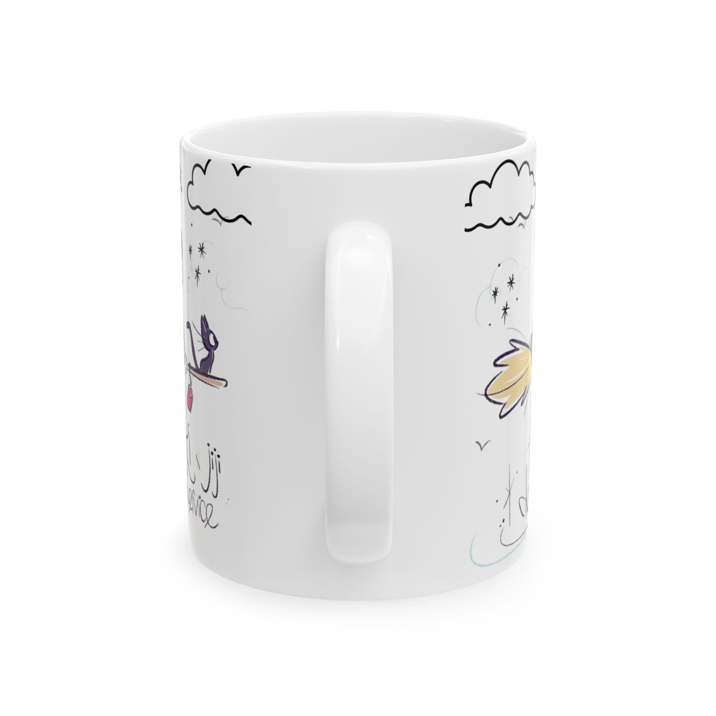 Kiki's Delivery Service Sketch Mug – Studio Ghibli Anime Cup – 11oz & 15oz Ceramic Coffee Mug Gift