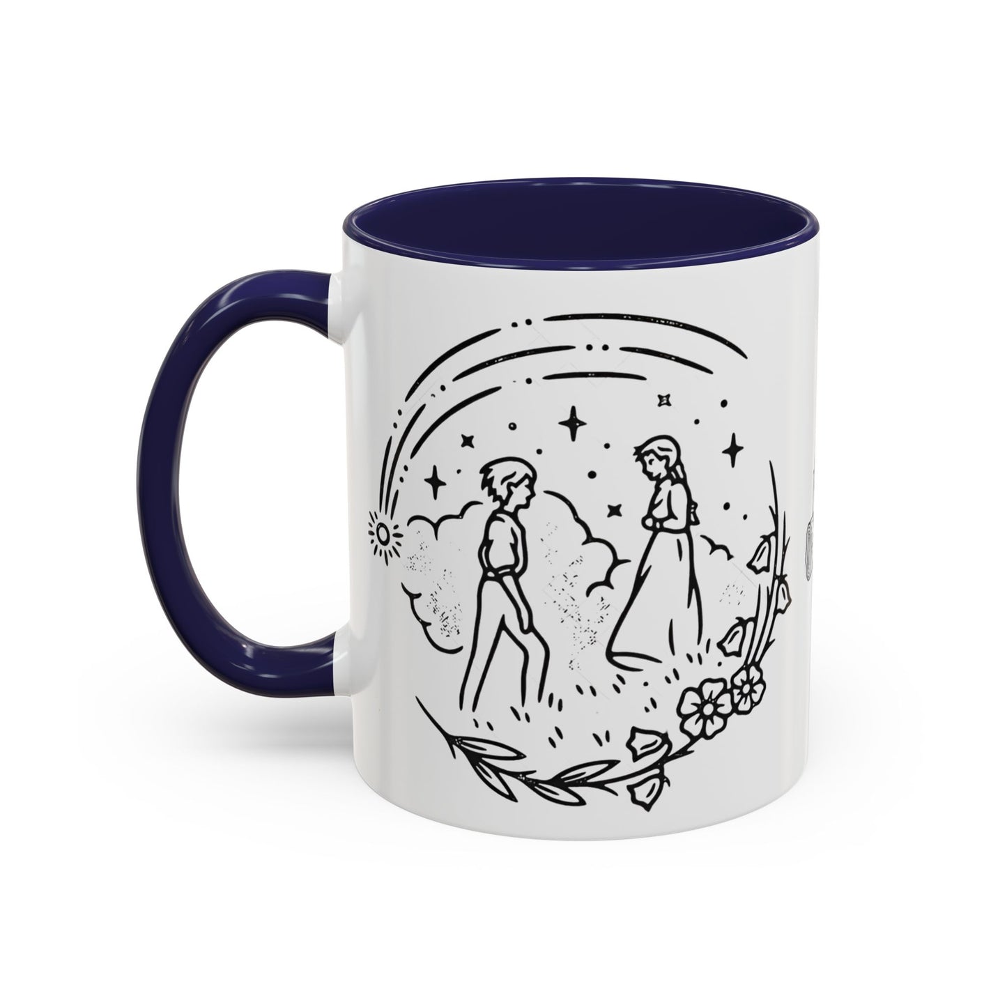 Calcifer Accent Mug – Howl’s Moving Castle Cup with Colored Handle – Studio Ghibli Gift 11oz & 15oz