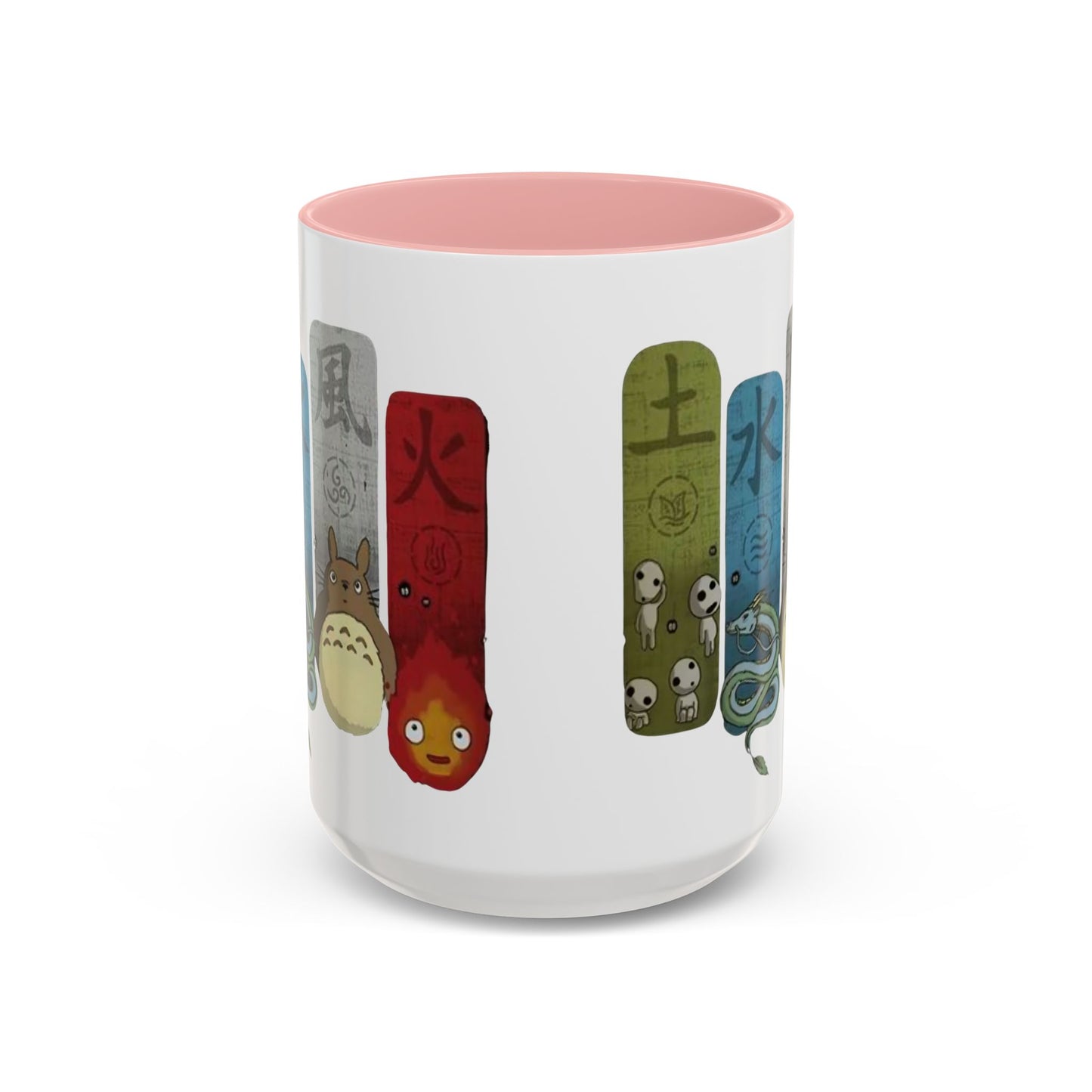 Studio Ghibli Figures Accent Mug – 11oz & 15oz Color Handle Anime Cup – Ghibli Character Coffee Mug for Fans