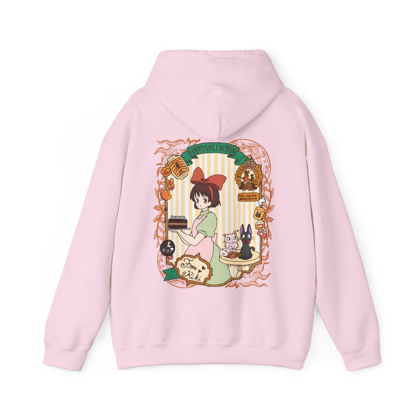 Kiki Happy Back Print Hoodie – 100% Cotton Studio Ghibli Kiki’s Delivery Service Hoodie for Anime Fans