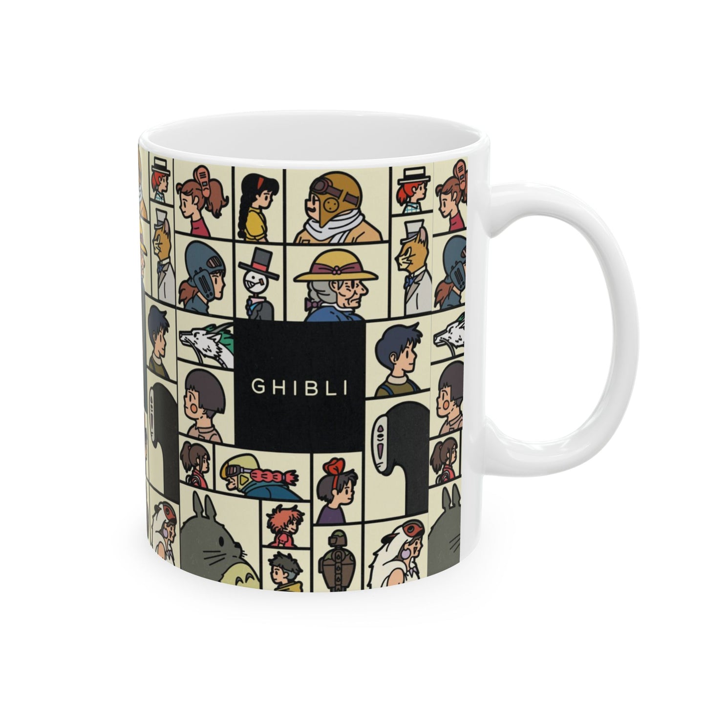 Studio Ghibli Characters Sketch Mug – 11oz & 15oz Ceramic Anime Coffee Cup