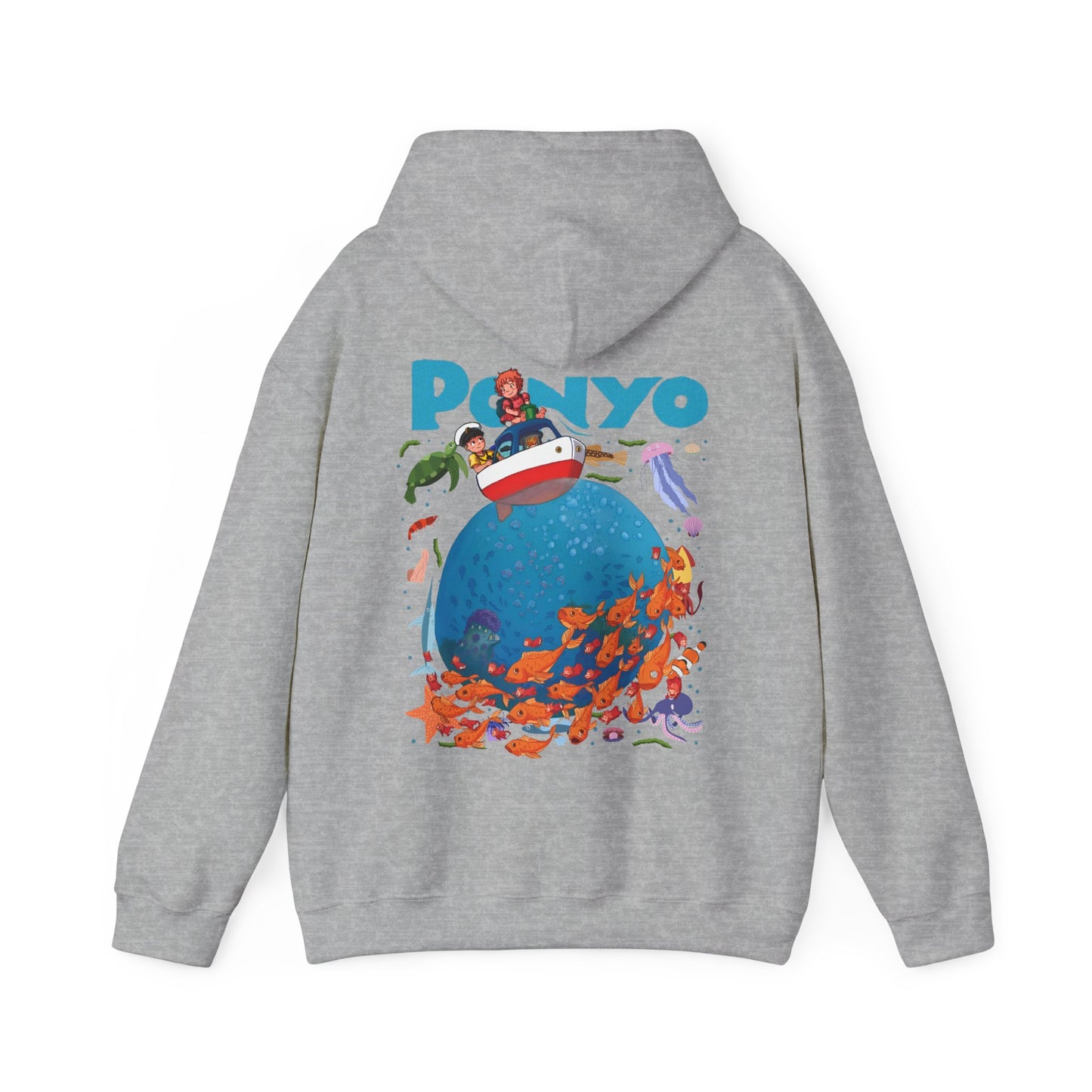 Ponyo and Sosuke Boat Back Print Hoodie – 100% Cotton Studio Ghibli Inspired Pullover