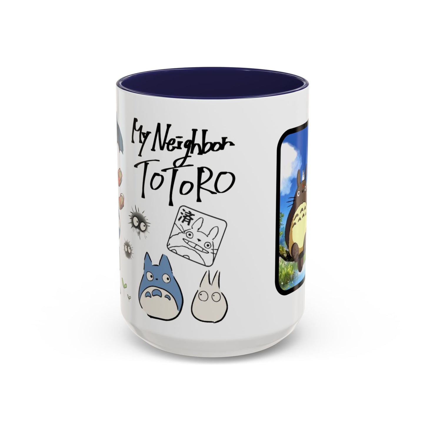 My Neighbor Totoro Accent Mug – Ghibli Collage Color Handle Cup 11oz & 15oz – Cute Anime Coffee Mug Gift