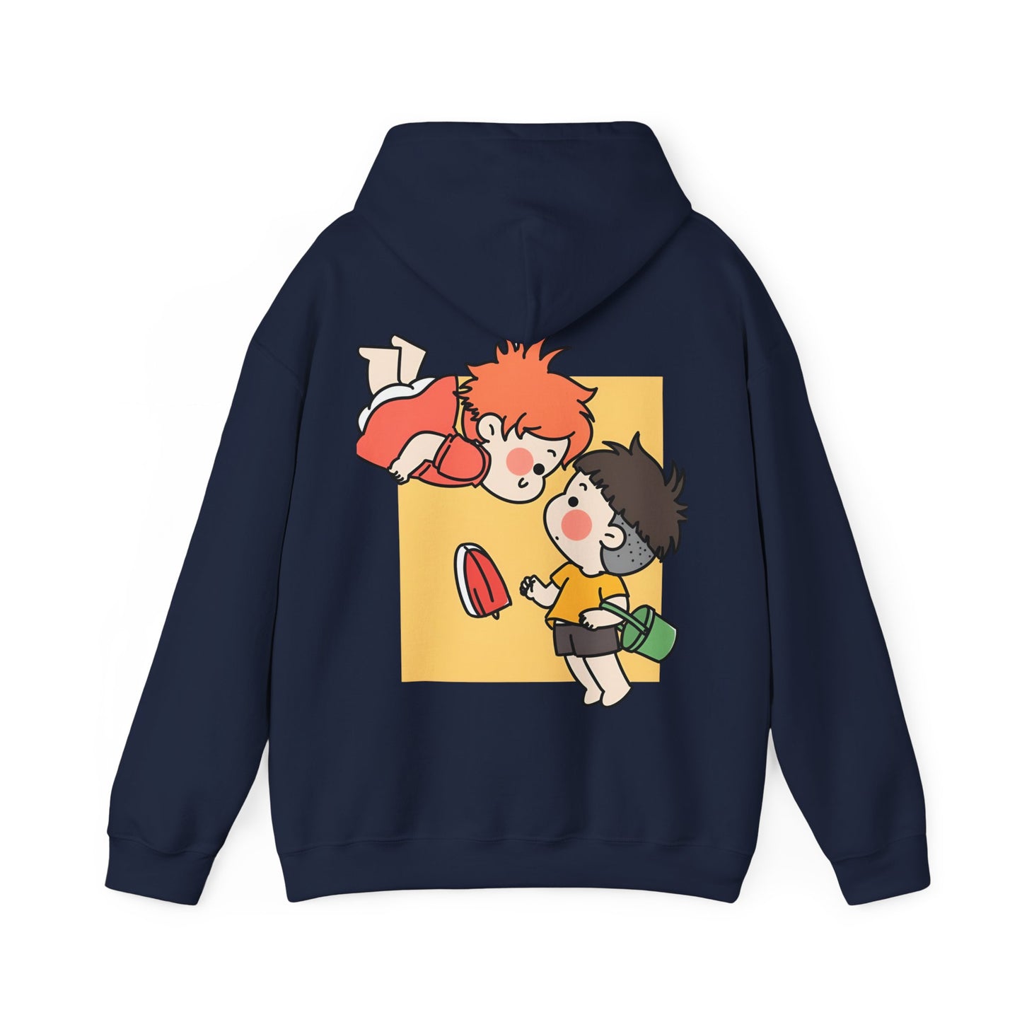 Ponyo & Sosuke Back Print Hoodie – 100% Cotton Gildan 18500 | Studio Ghibli Anime