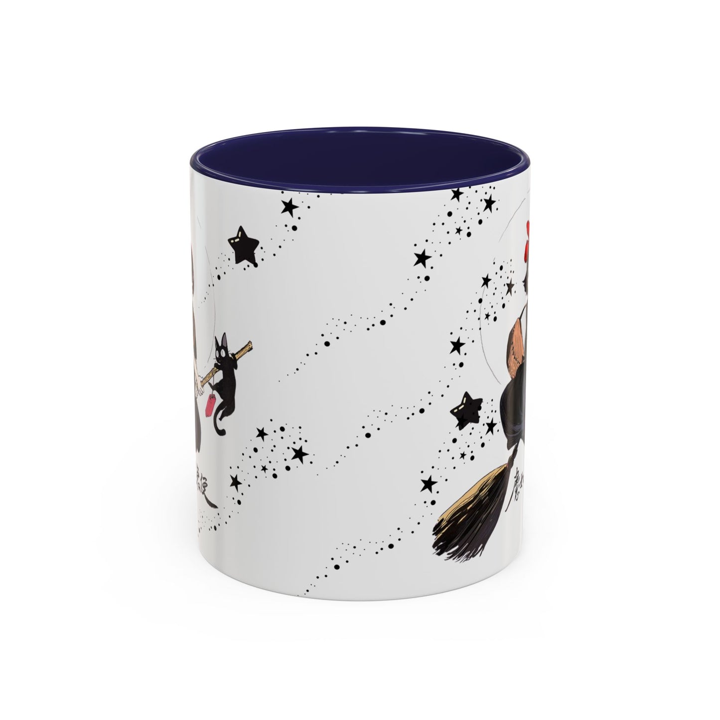Kiki’s Delivery Service Accent Mug – 11oz & 15oz Ceramic Cup with Colored Handle – Studio Ghibli Anime Gift