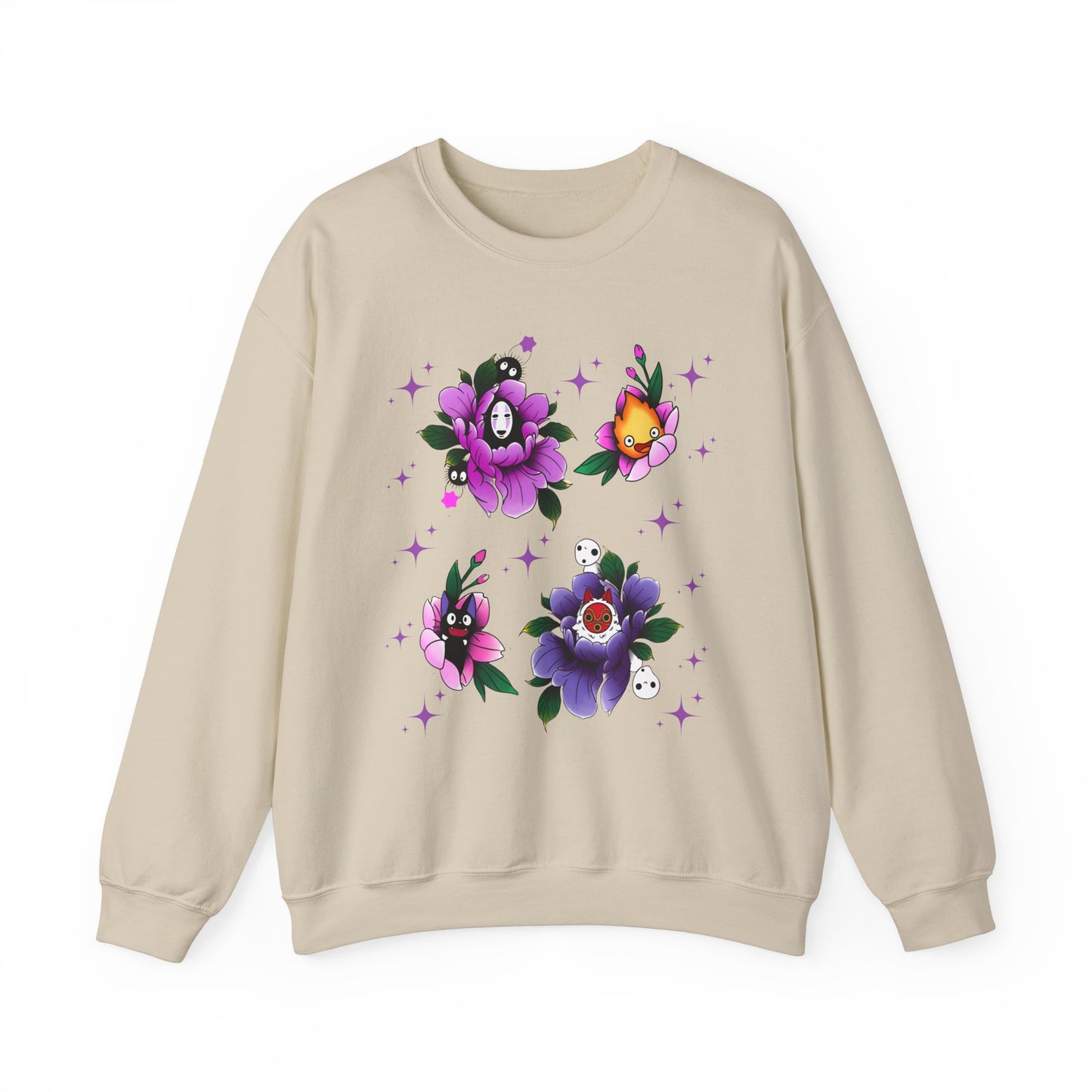 Flowers Studio Ghibli Sweatshirt – 100% Cotton Floral Anime Pullover for Ghibli Fans