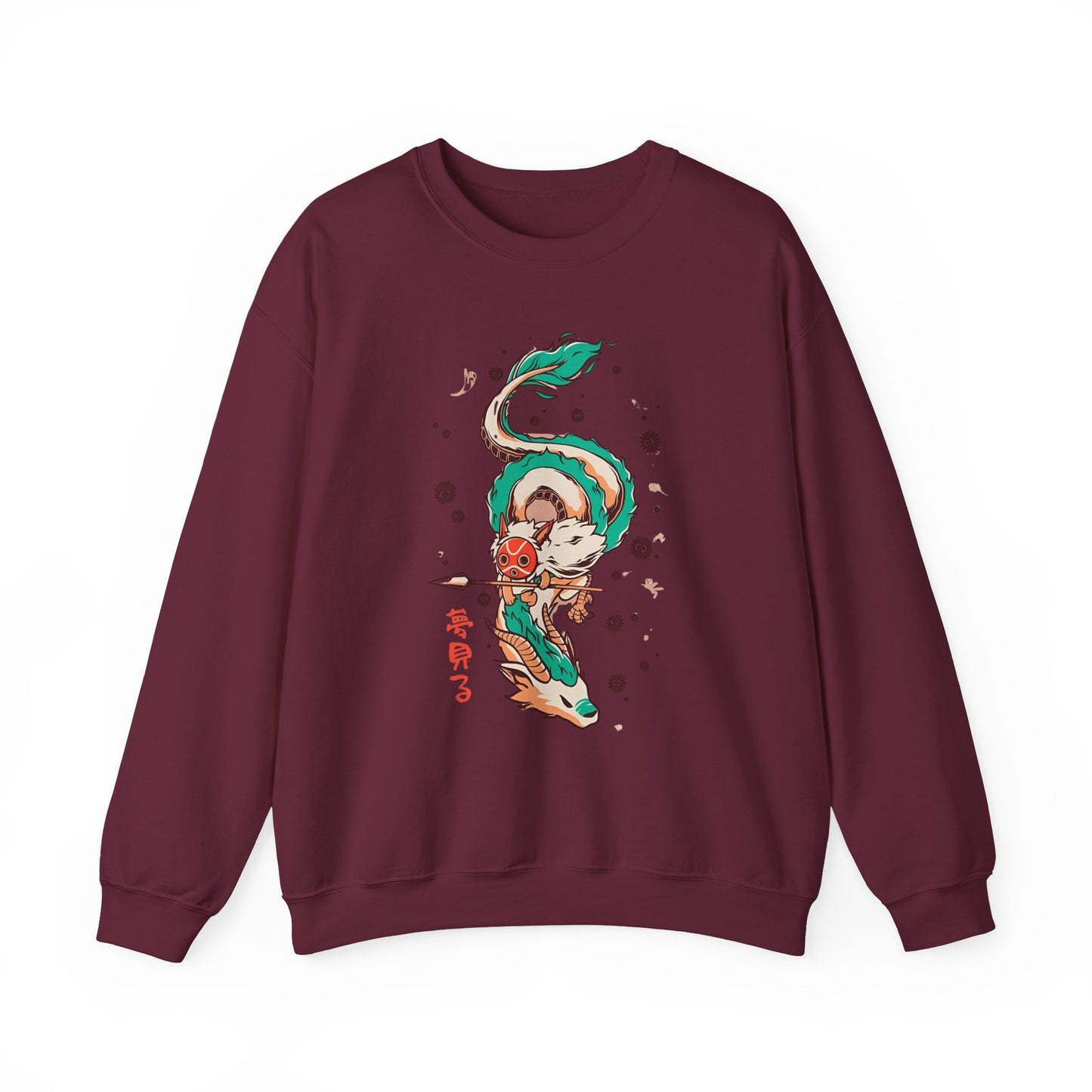 Haku and Princess Mononoke Sweatshirt – 100% Cotton Studio Ghibli Pullover for Anime Fans
