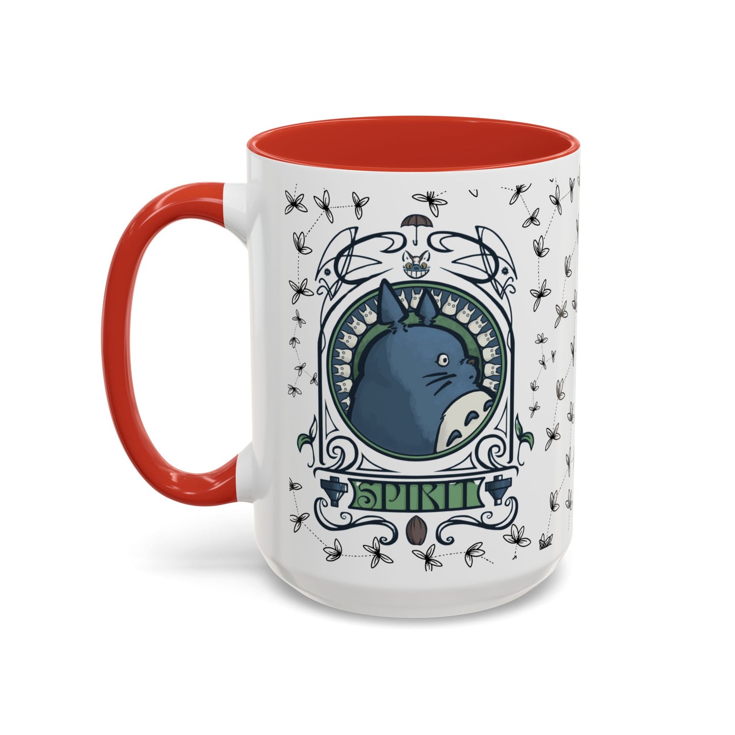Totoro Spirited Ghibli Accent Handle Mug – 11oz & 15oz Anime Cup – Studio Ghibli Coffee Gift