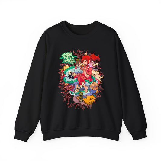 Spirited Away Characters Collage Sweatshirt – 100% Cotton Studio Ghibli Anime Pullover