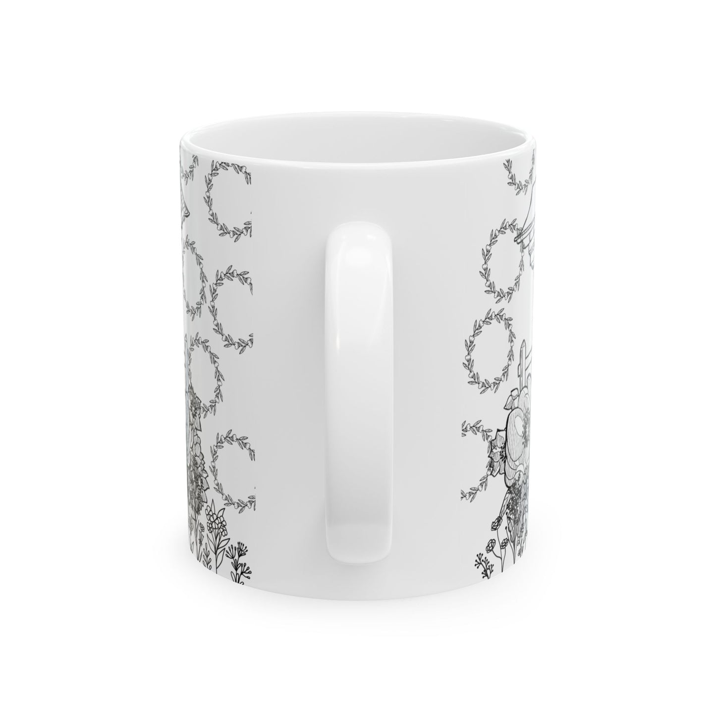 No Face Flowers Mug – Studio Ghibli Inspired Ceramic Cup – 11oz & 15oz Anime Coffee Mug Gift