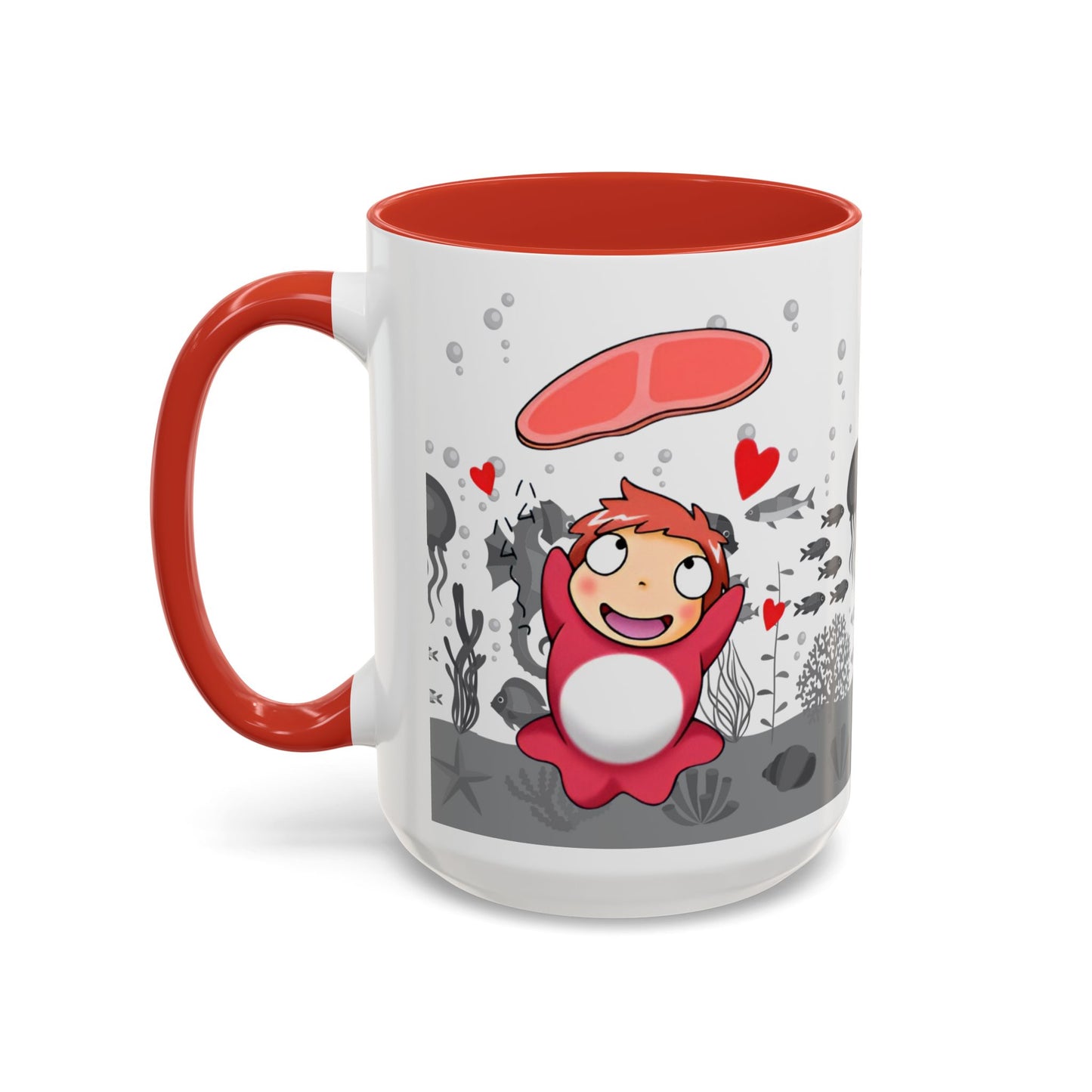 Ponyo Ham Accent Handle Mug – Studio Ghibli Coffee Cup – 11oz & 15oz Anime Gift for Fans