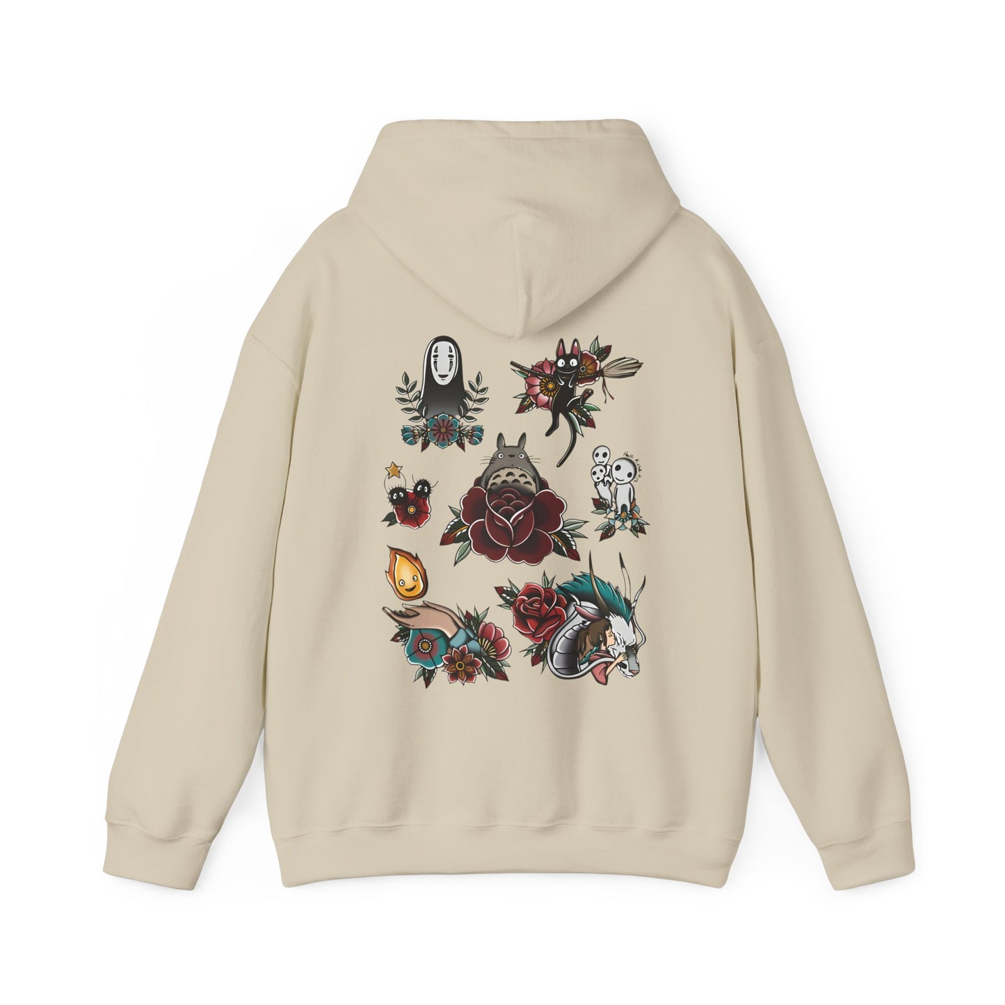Studio Ghibli Characters Back Print Hoodie – 100% Cotton Anime Pullover Featuring Iconic Ghibli Designs