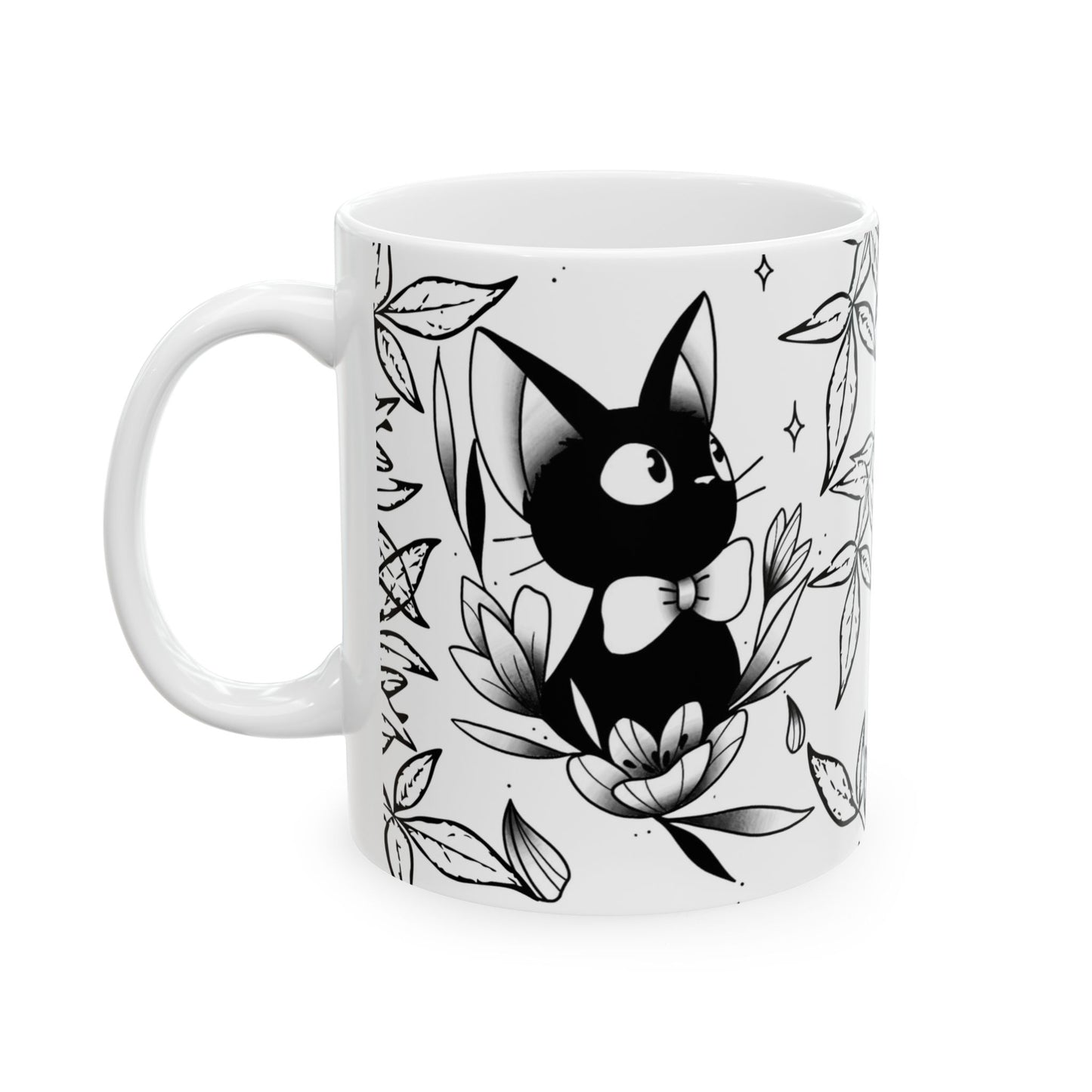Jiji Cat Studio Ghibli Mug – 11oz & 15oz Ceramic Coffee Cup – Kiki’s Delivery Service Anime Gift