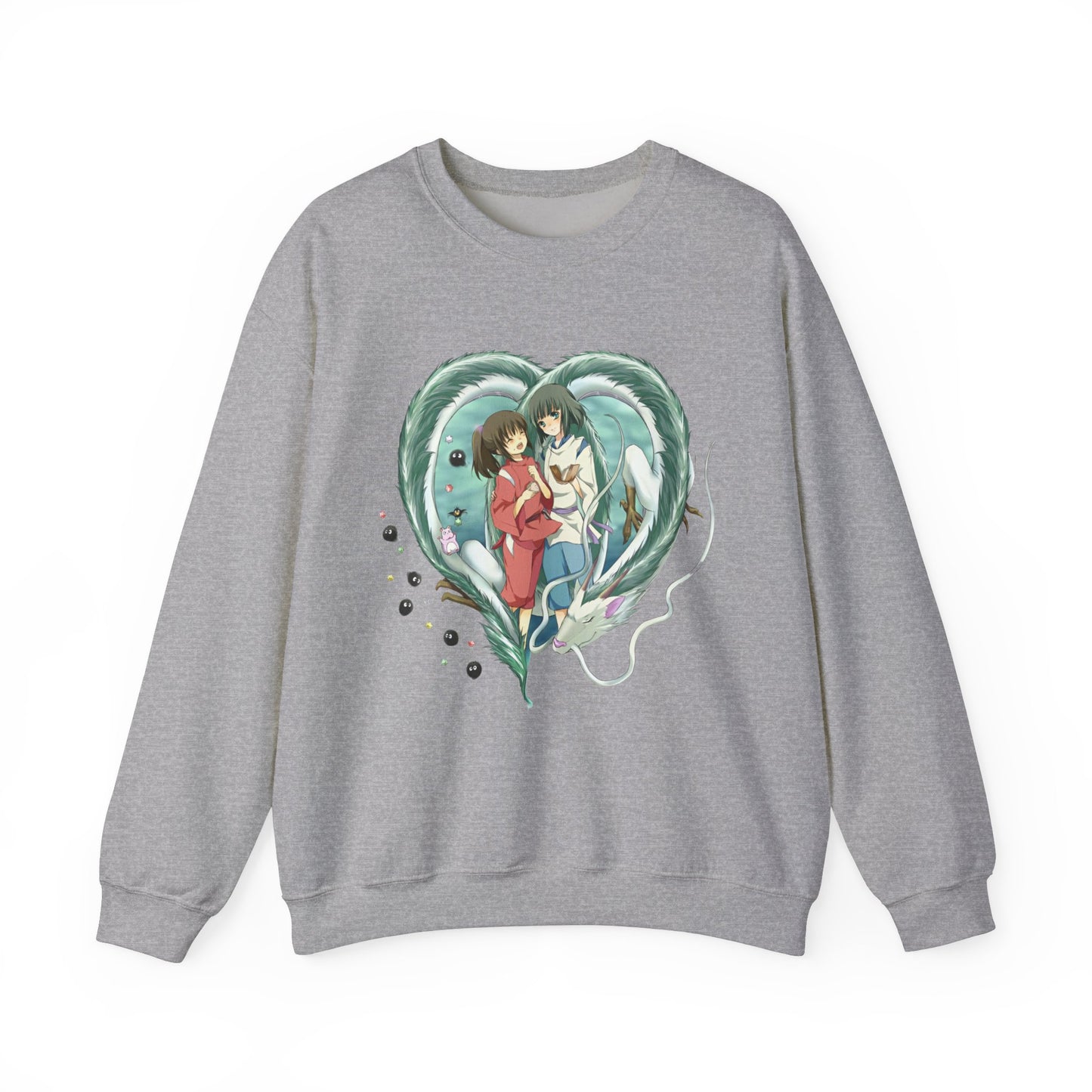 Chihiro and Haku Love Sweatshirt – 100% Cotton Spirited Away Anime Pullover for Studio Ghibli Fans