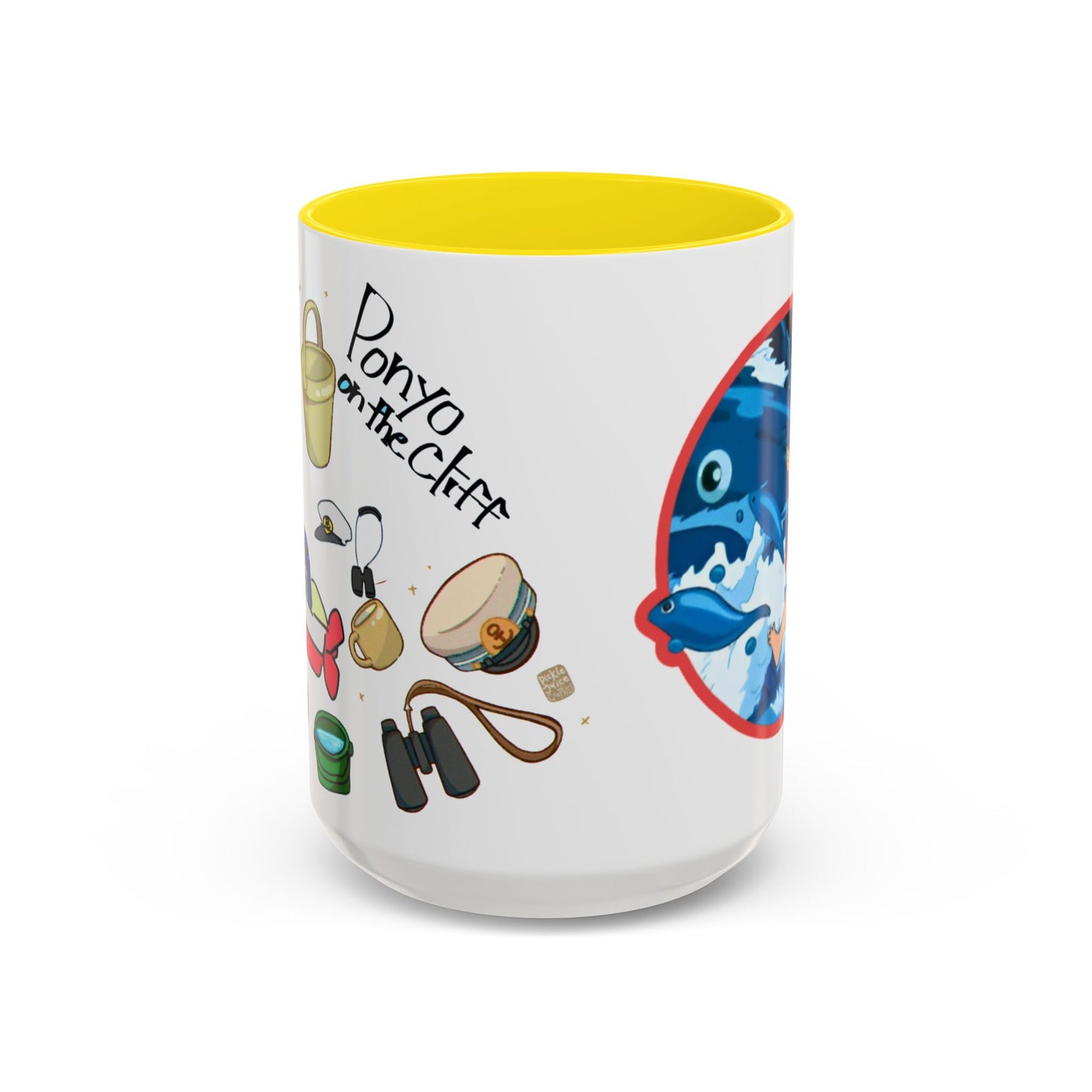 Ponyo Accent Mug – Studio Ghibli Collage Color Handle Cup 11oz & 15oz – Cute Anime Ocean Gift for Fans