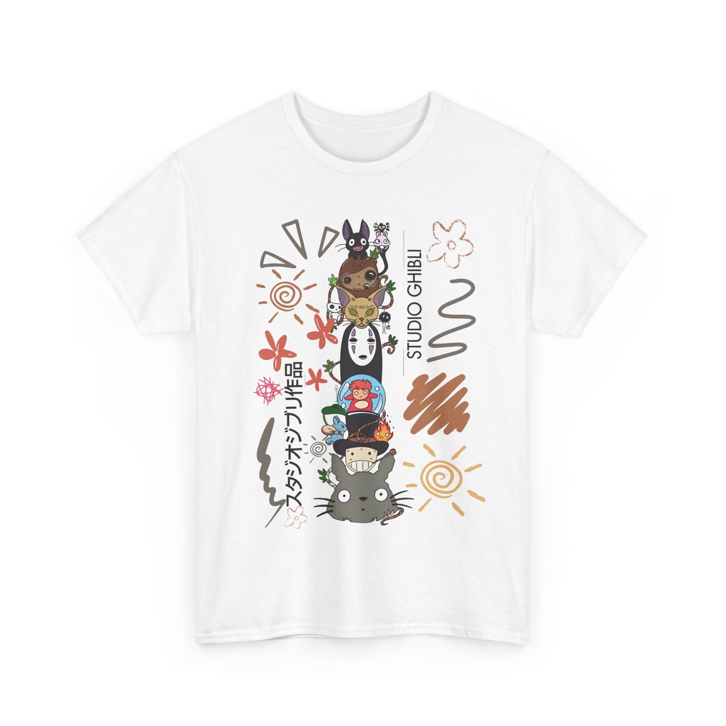Characters Ghibli T-Shirt 100% Cotton Studio Ghibli Anime Tee