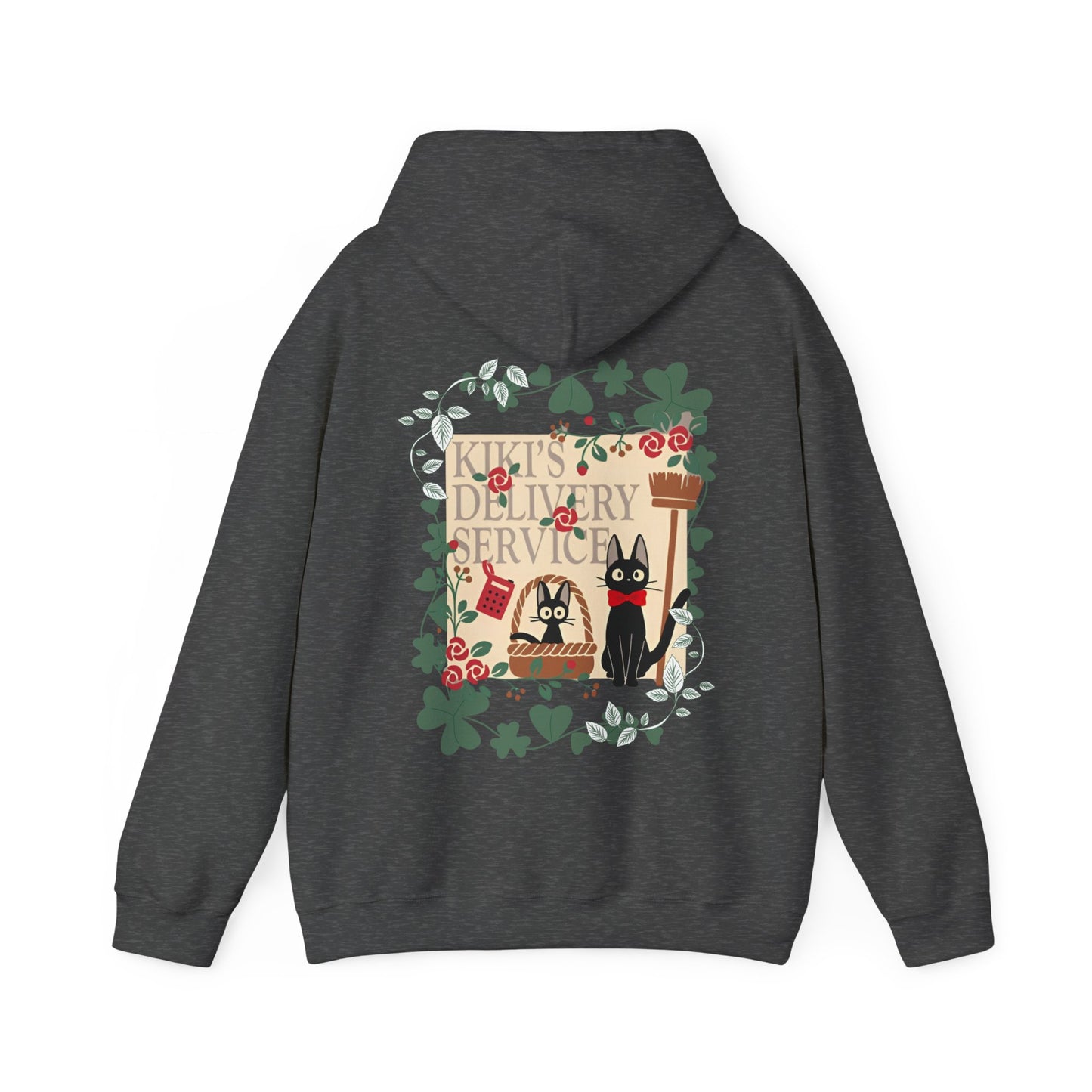 Kiki’s Delivery Service Back Print Hoodie – 100% Cotton Studio Ghibli Hoodie Featuring Kiki and Jiji